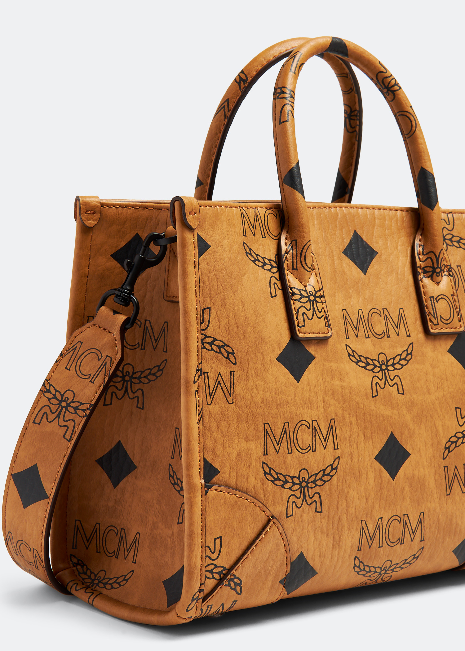 MCM Small München tote bag for Women - Brown in USA | Level Shoes