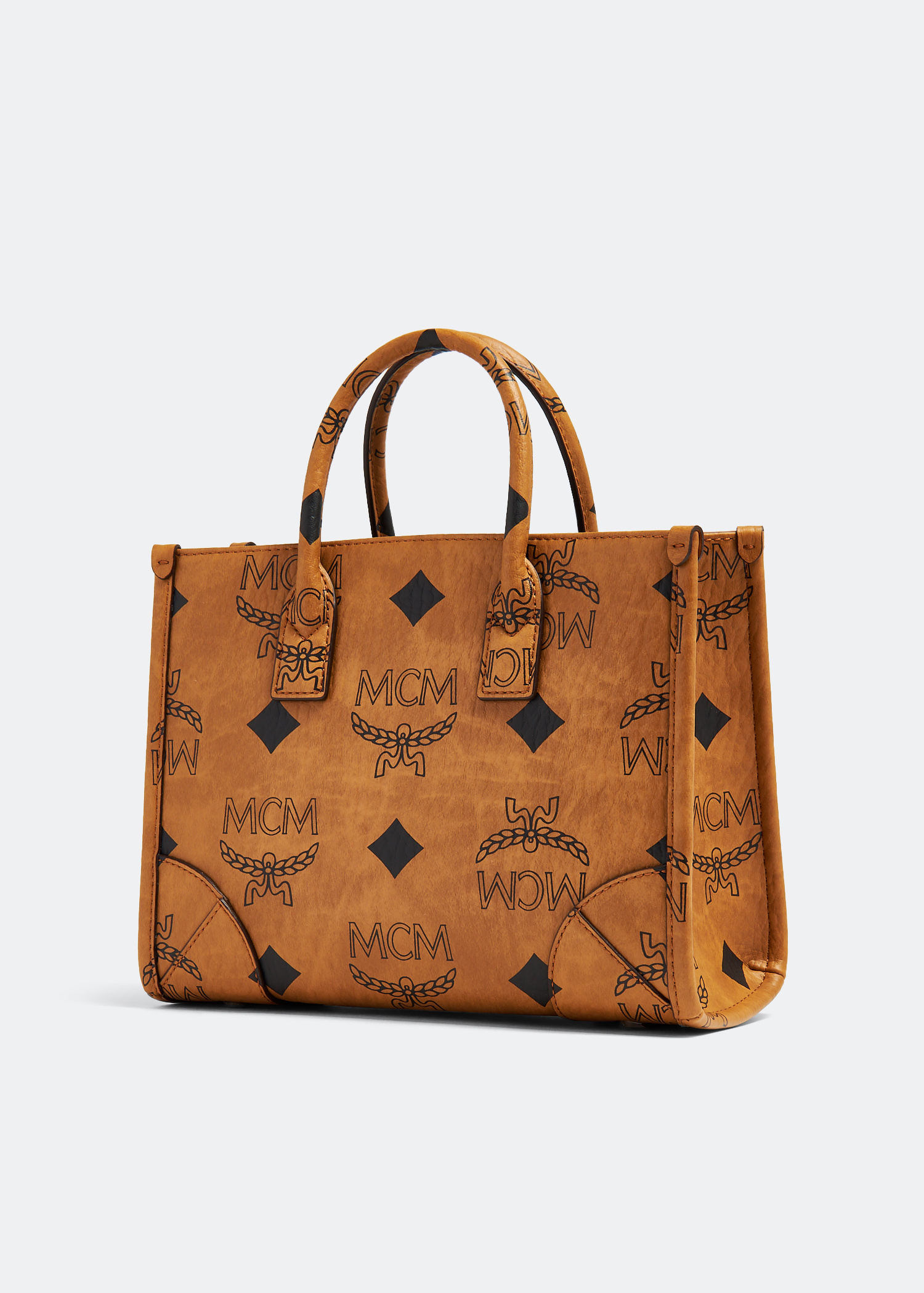 MCM Small München tote bag for Women - Brown in USA | Level Shoes