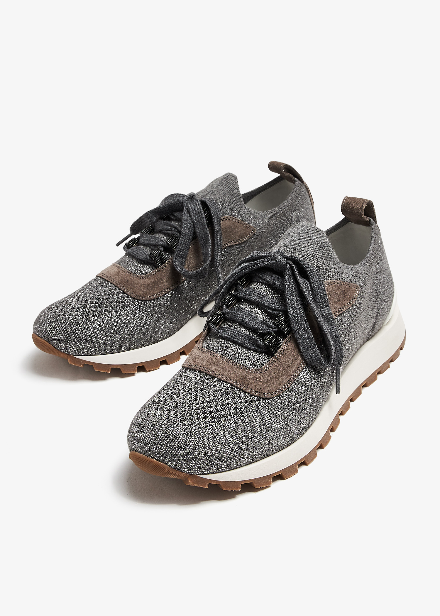 Brunello Cucinelli Sparkling knit sneakers for Women - Grey