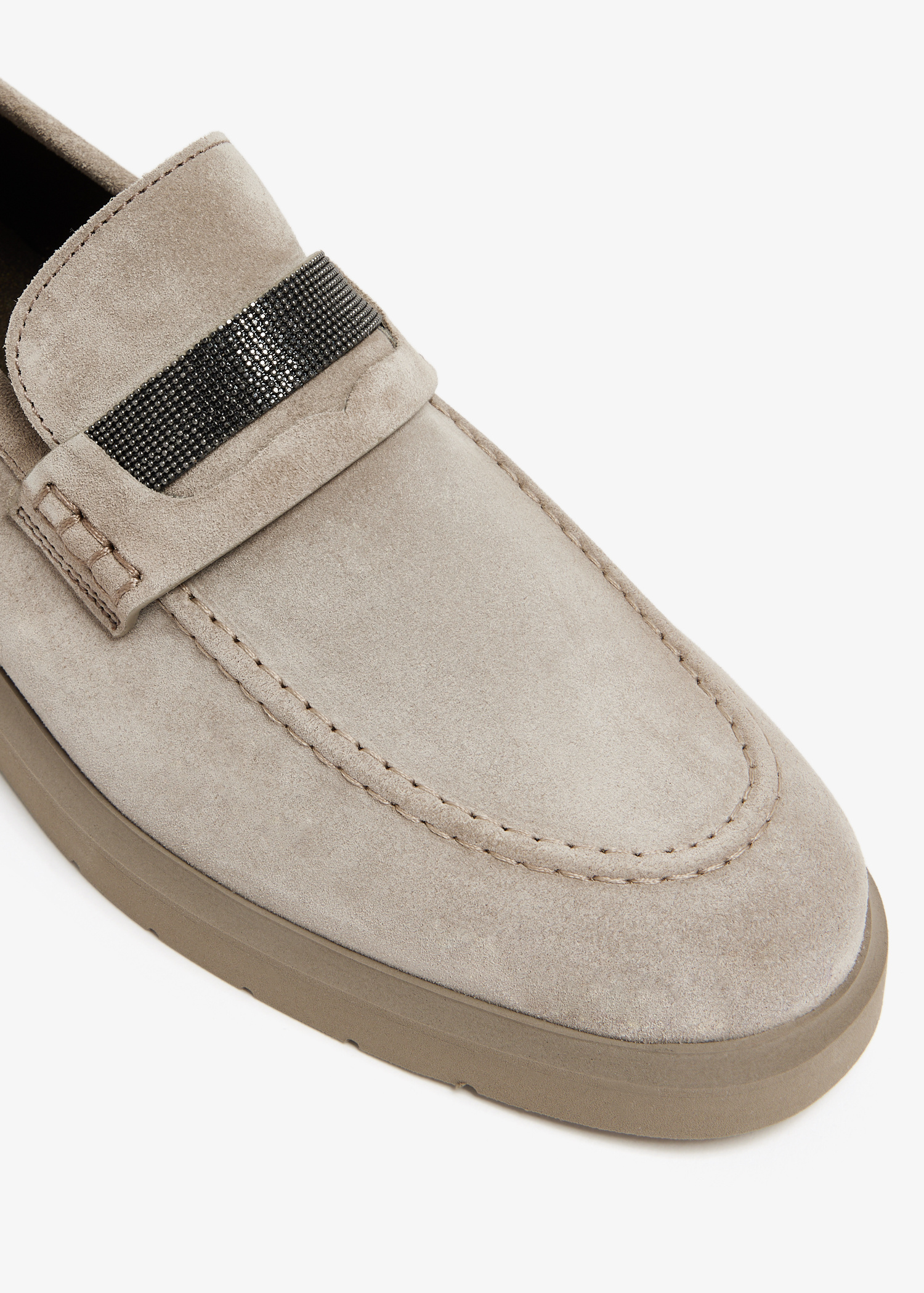 Brunello Cucinelli Suede penny loafers for Women - Brown in