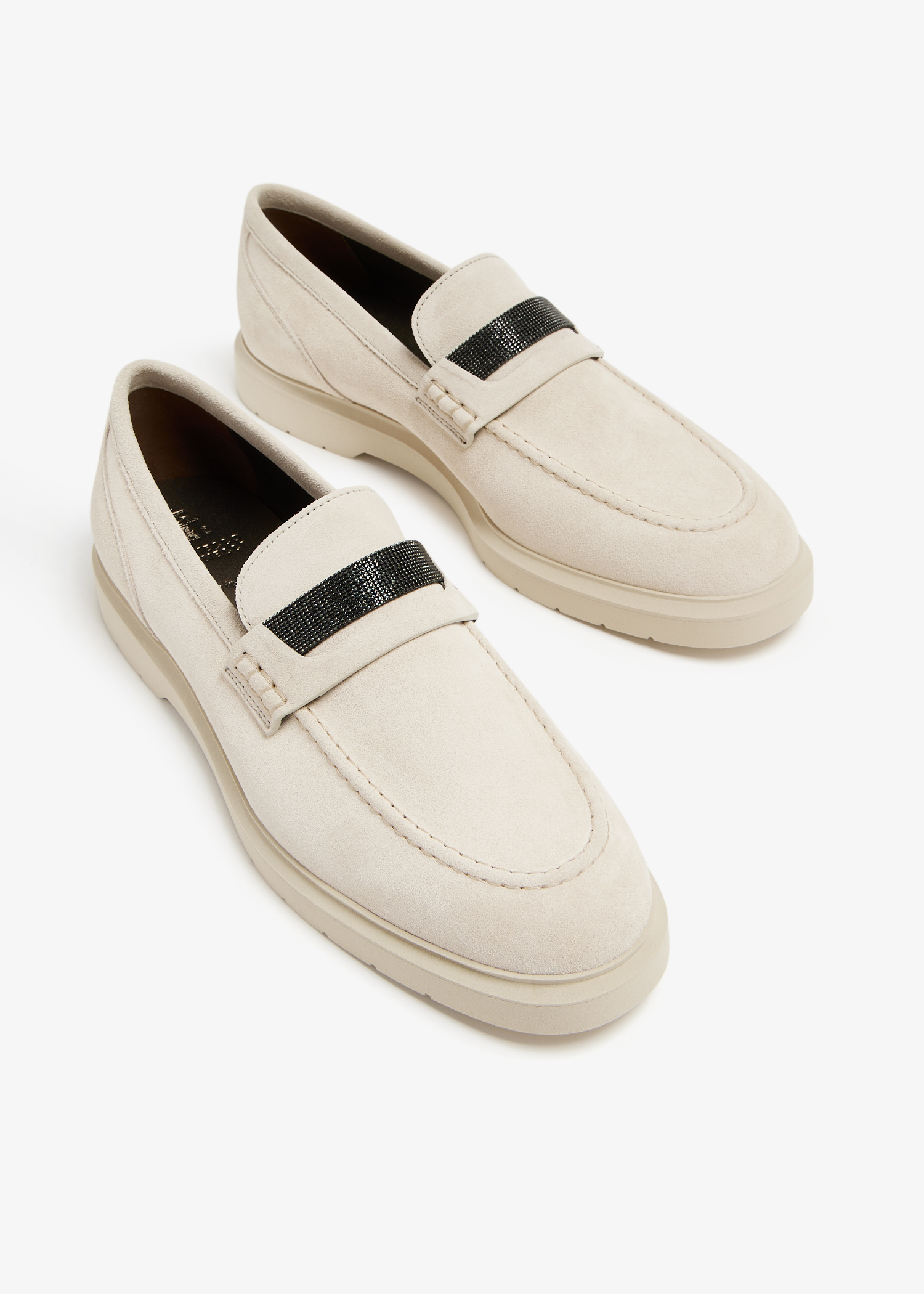 Brunello Cucinelli Suede penny loafers for Women - Beige in
