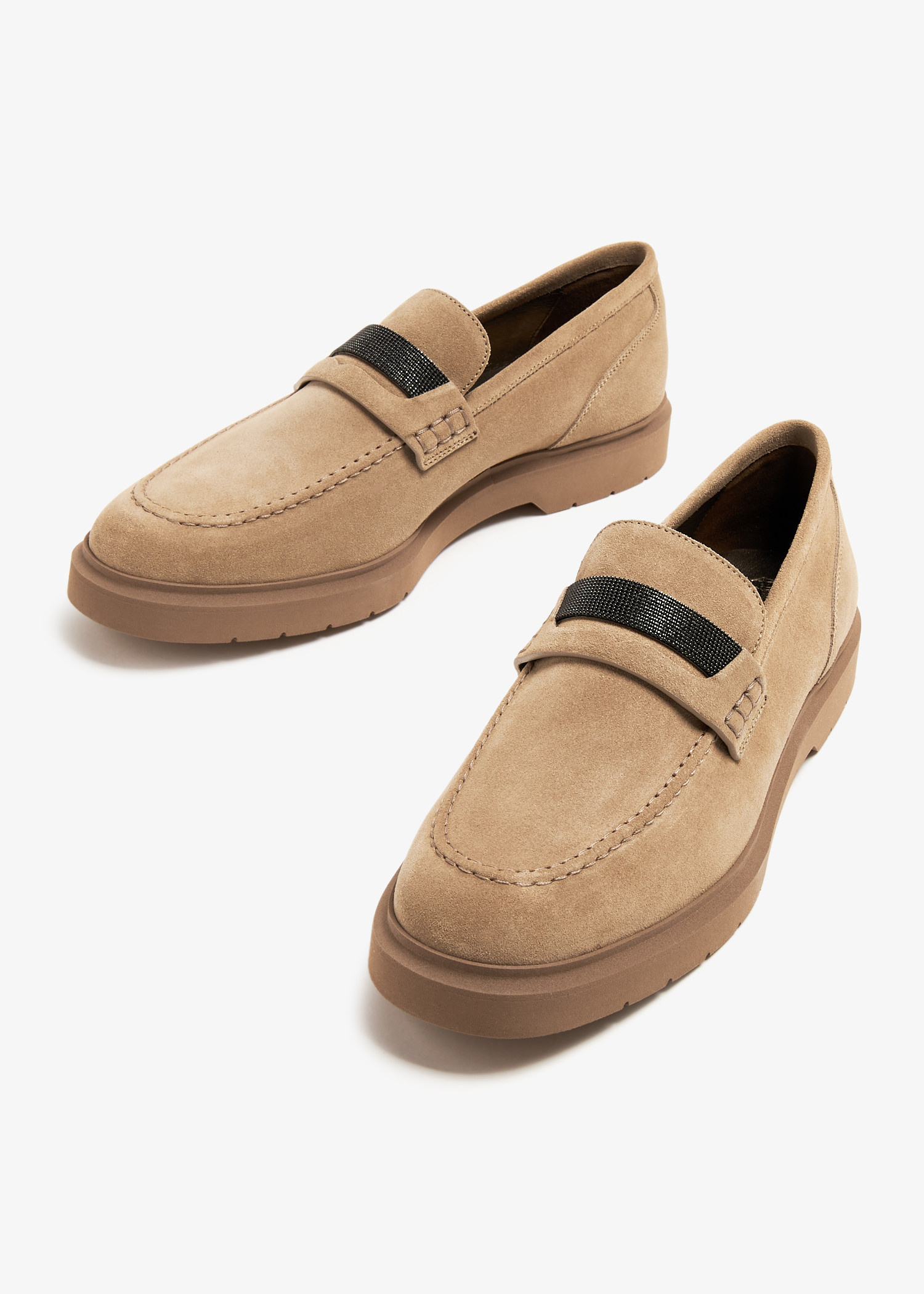 BRUNELLO CUCINELLI ラウントトゥレスアッフフツ 【関税込】 Brunello Cucinelli Suede penny loafers for Women - Beige in