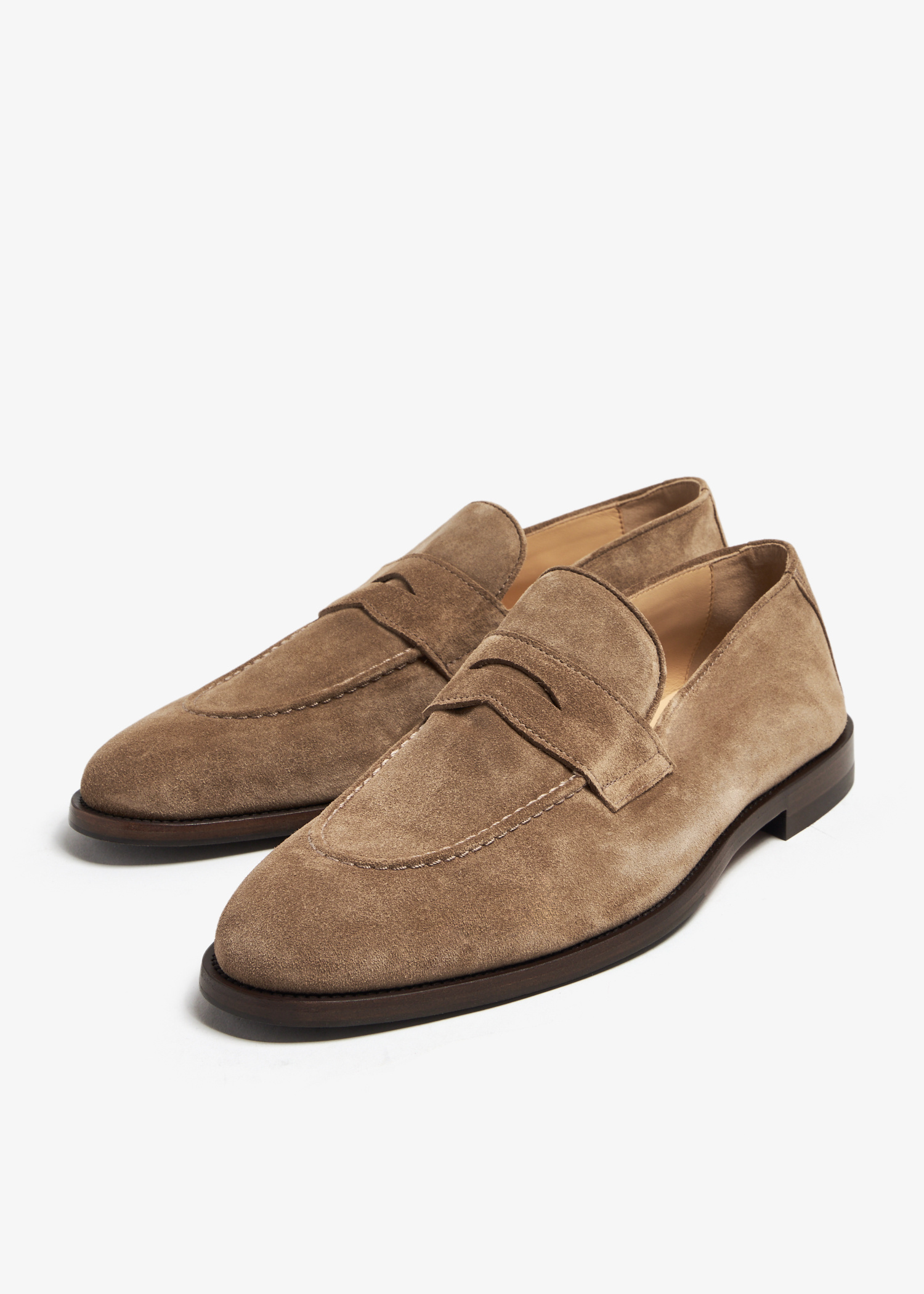 【関税&送料込】Brunello Cucinelli Basco Brunello Cucinelli Suede penny loafers for Men - Beige in