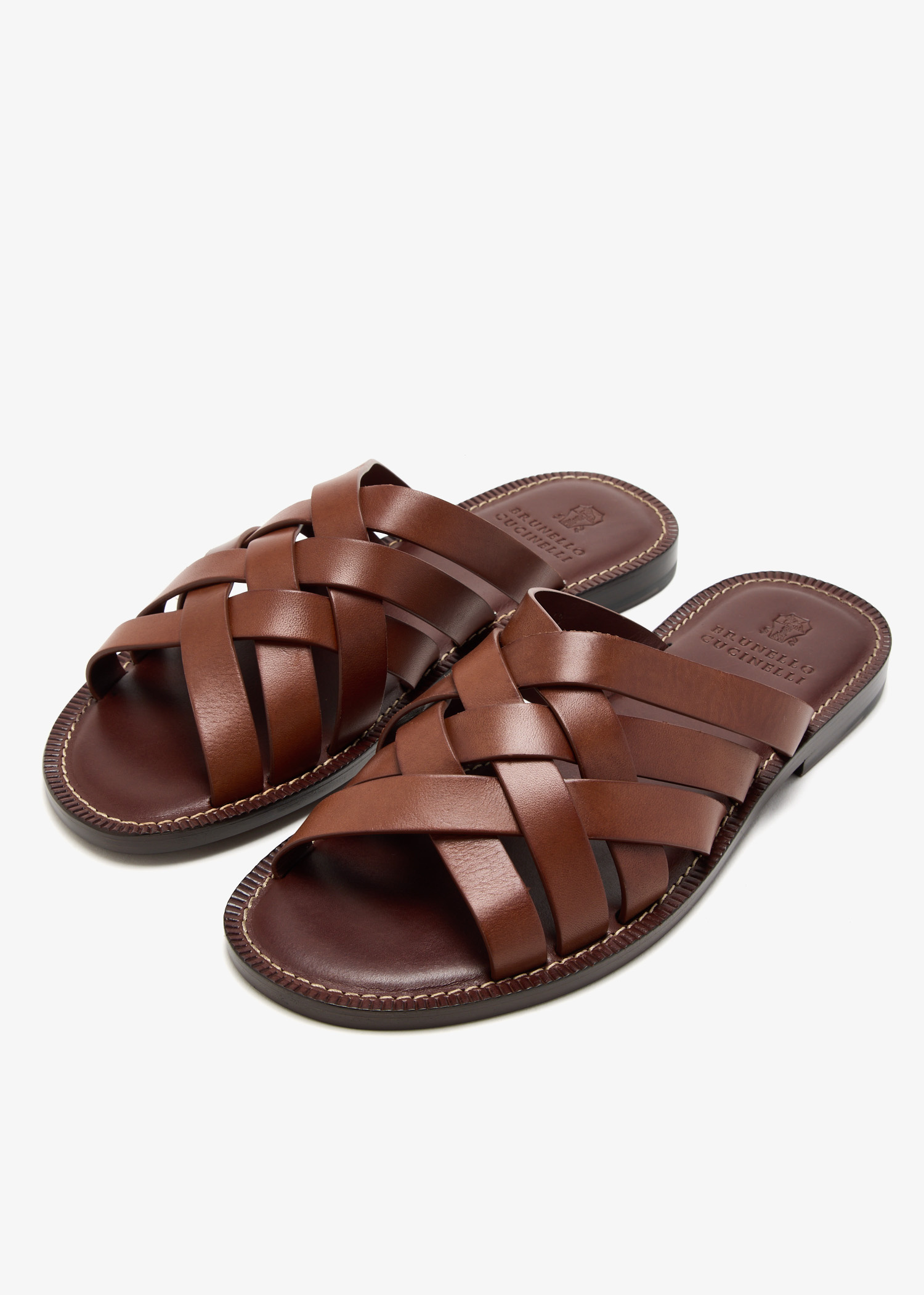 サンダル BRUNELLO CUCINELLI Men Sandals Brown MZUELBM326 Brunello Cucinelli Leather sandals for Men - Brown in UAE