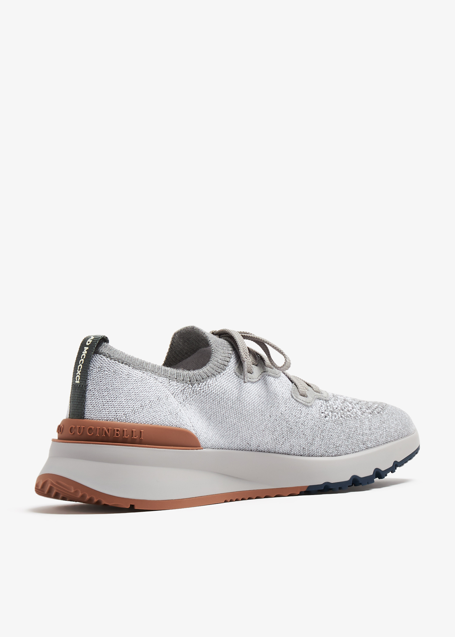 Brunello Cucinelli Cotton chiné knit sneakers for Men - Grey