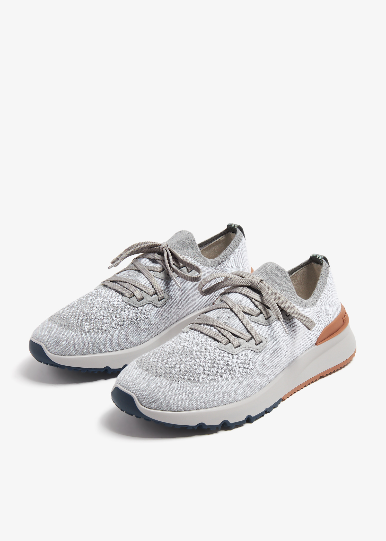 Brunello Cucinelli Cotton chiné knit sneakers for Men - Grey