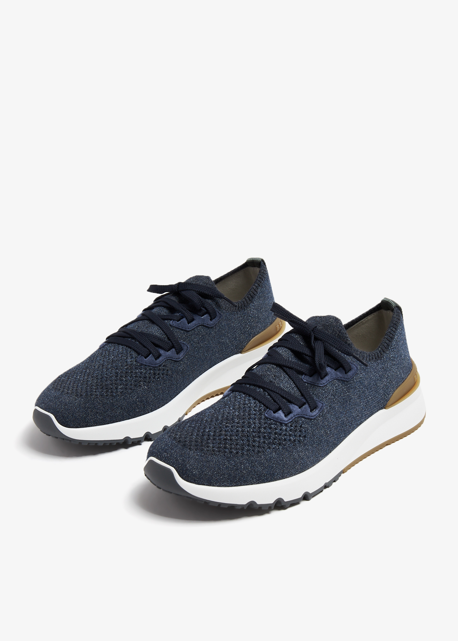 Brunello Cucinelli Cotton chiné knit sneakers for Men - Blue