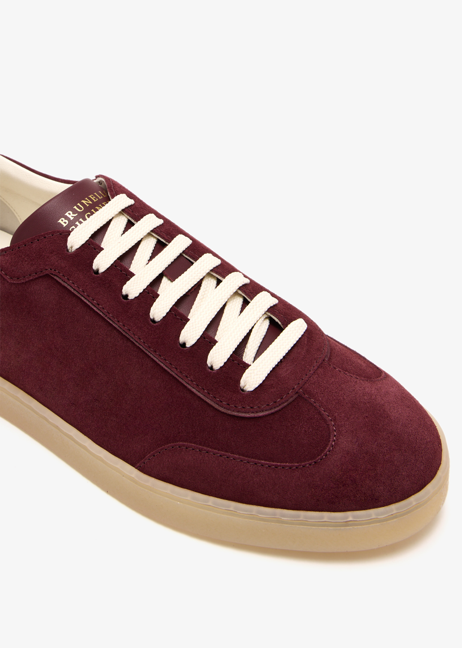 Brunello Cucinelli Washed suede sneakers for Men - Burgundy