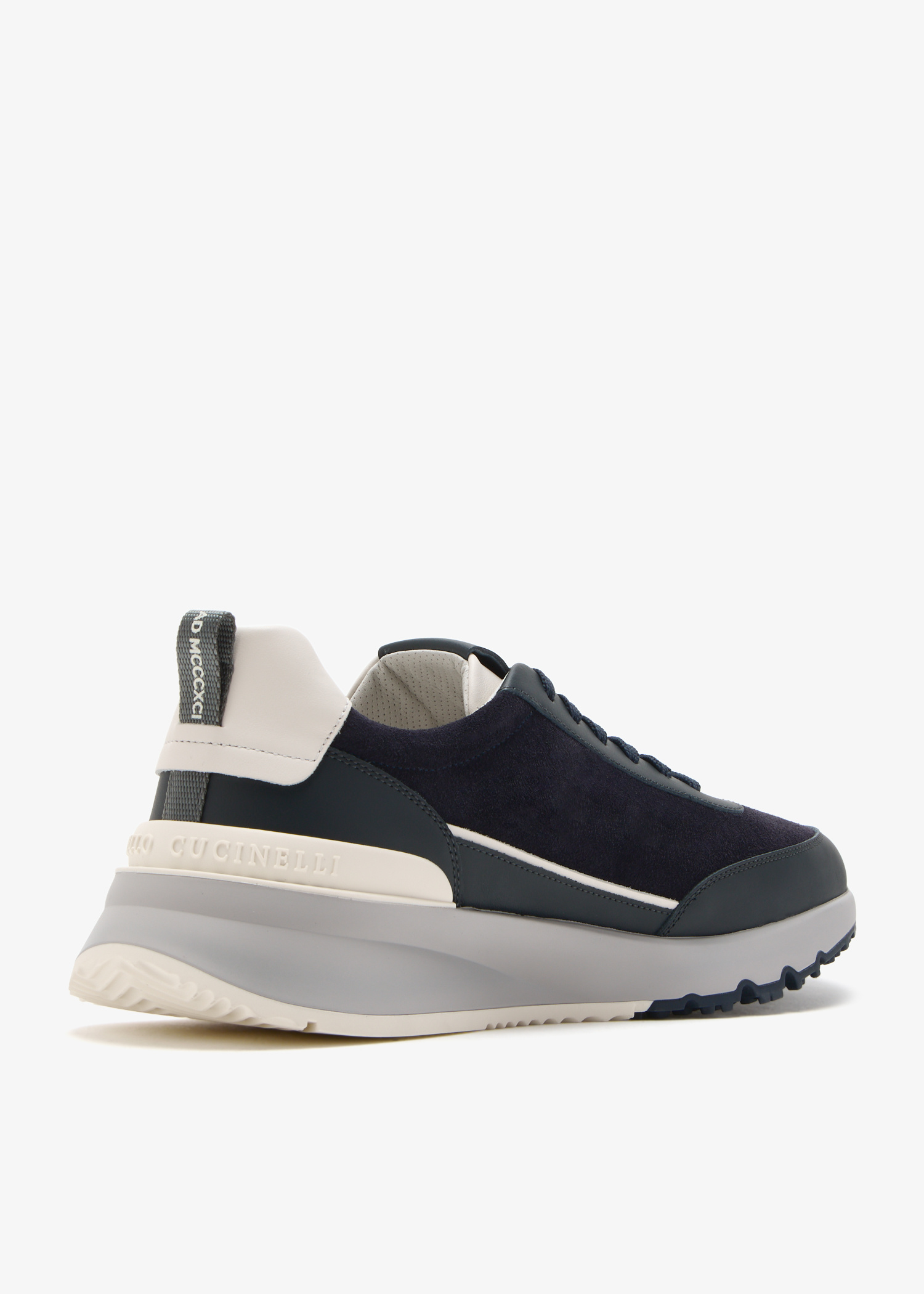 Brunello Cucinelli｜SNEAKERS (MZUSGGO278 CMA07) Suede and calfskin runners for Man in White | Brunello Cucinelli