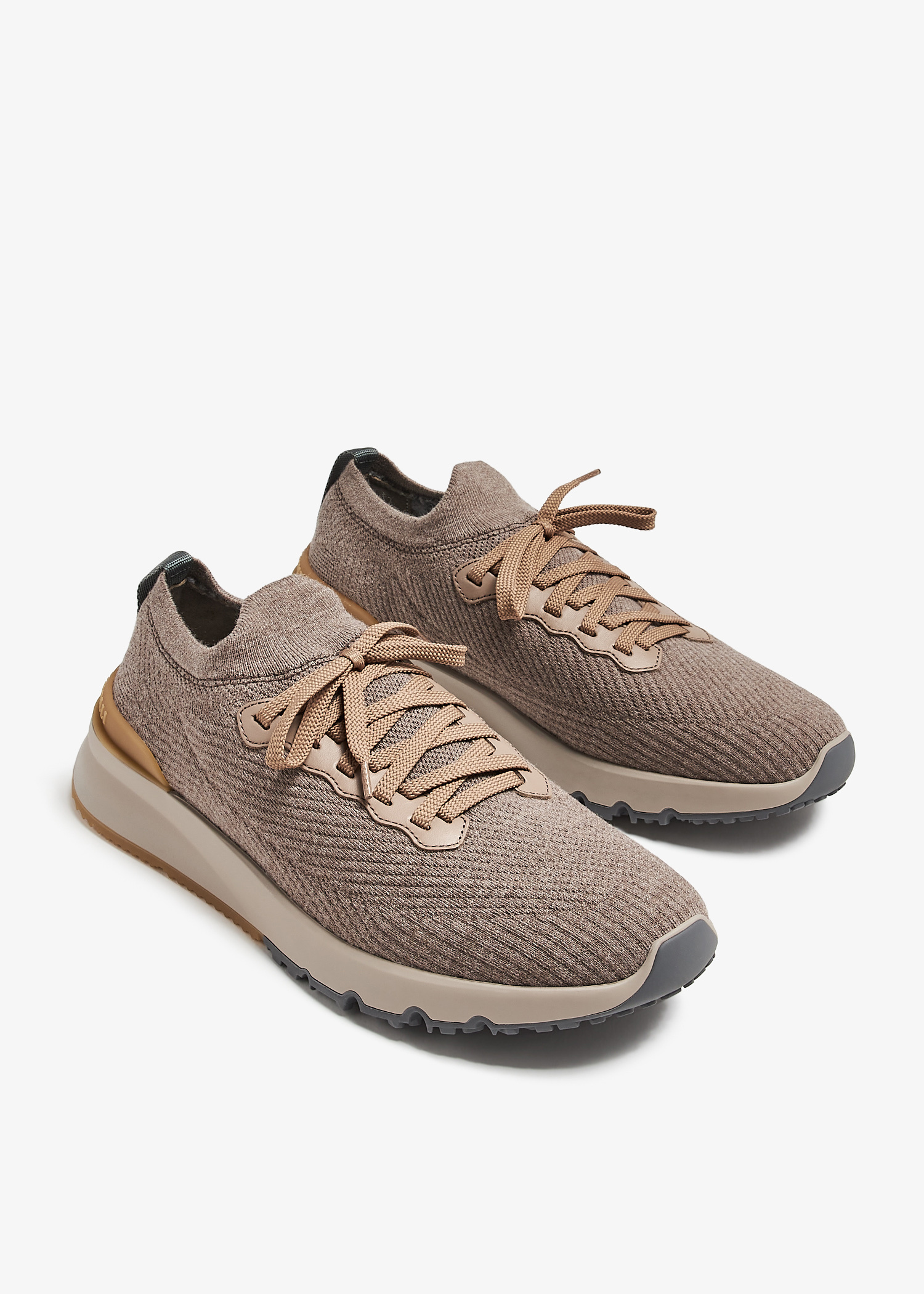 スニーカー BRUNELLO CUCINELLI Men Sneakers Beige MZUSILN332 Calfskin and suede runners for Man in Beige | Brunello Cucinelli