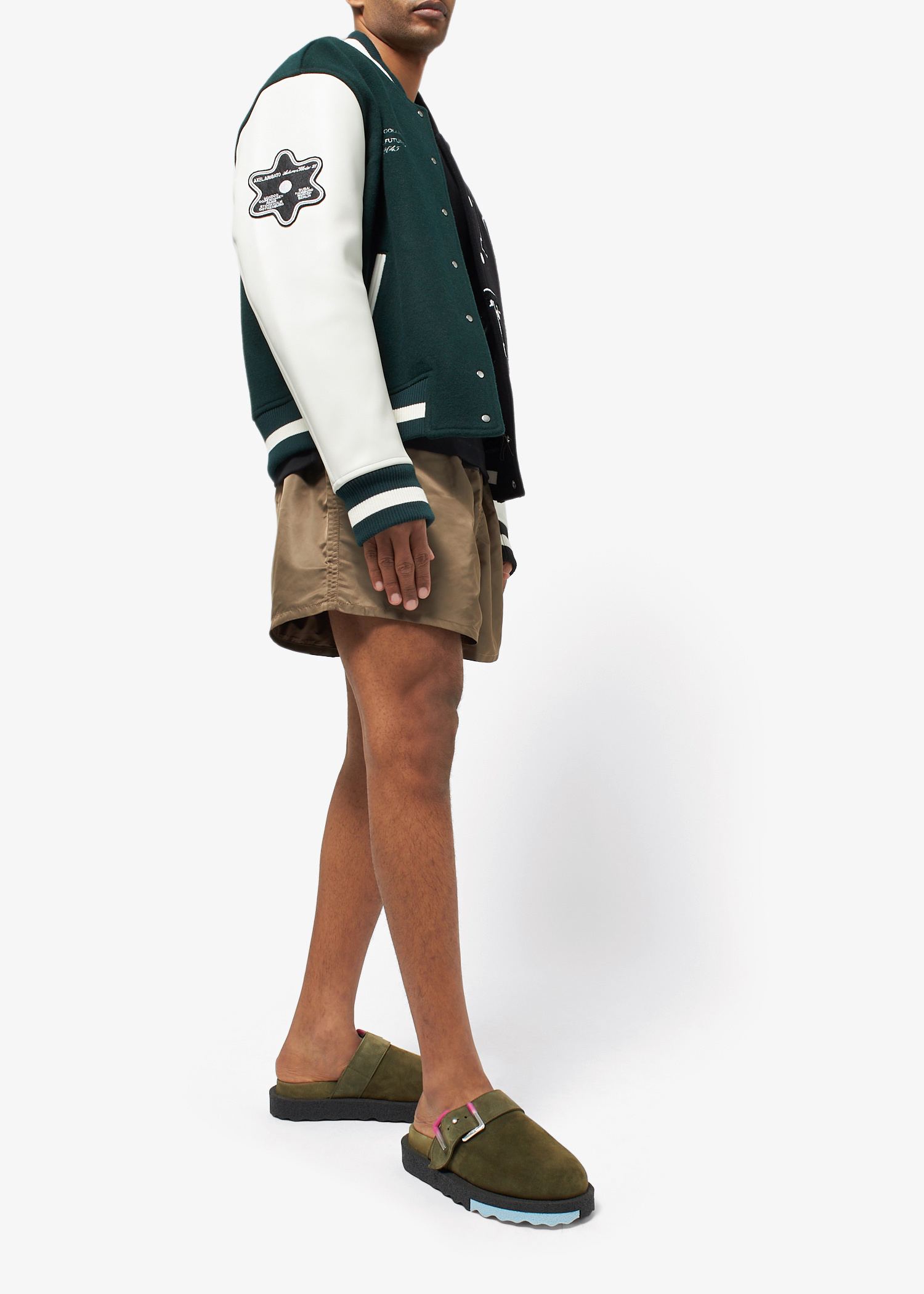 靴 OFF-WHITE SUEDE COMFORT SPONGE CLOGS Off-White Suede Spongesole clogs for Men - Green in USA | Level Shoes