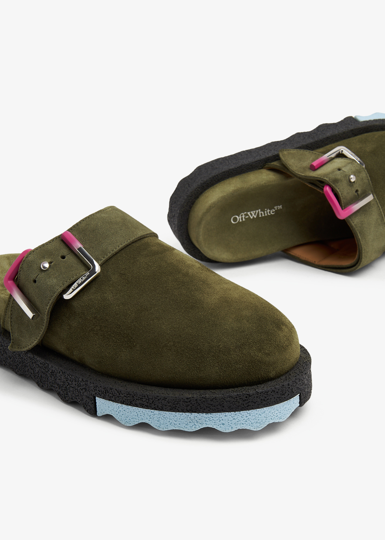 靴 EU43 Off-White L LOGO SUEDE CLOGS OFF-WHITE Spongesole Clogs Beige Purple Men's