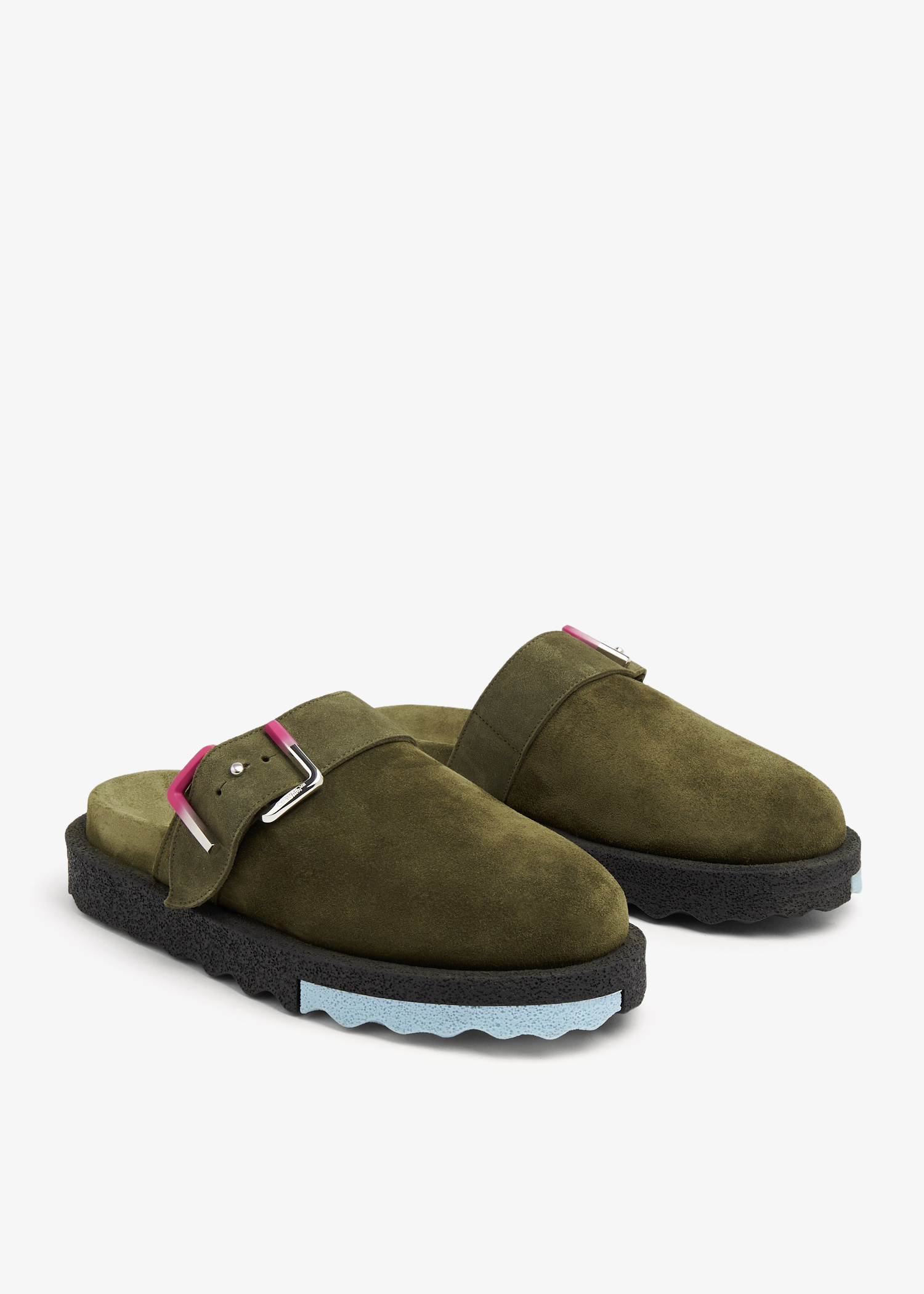 Off-White Suede Spongesole clogs for Men - Green in USA | Level Shoes