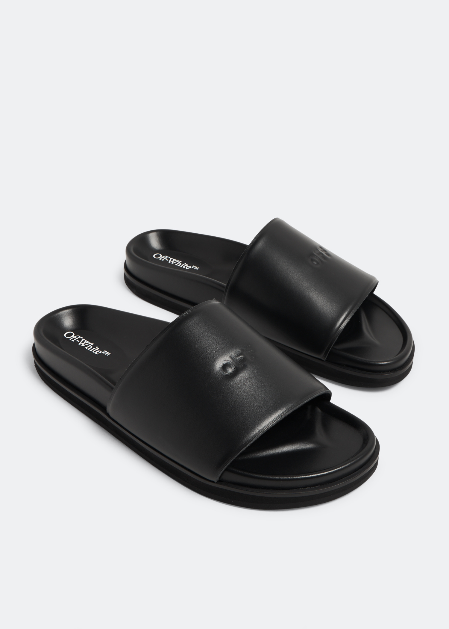 【関税＆送料込み】Off-White Rubber Slides Off White Logo Pool Slides Embossed Unisex 37 Sandals Slip