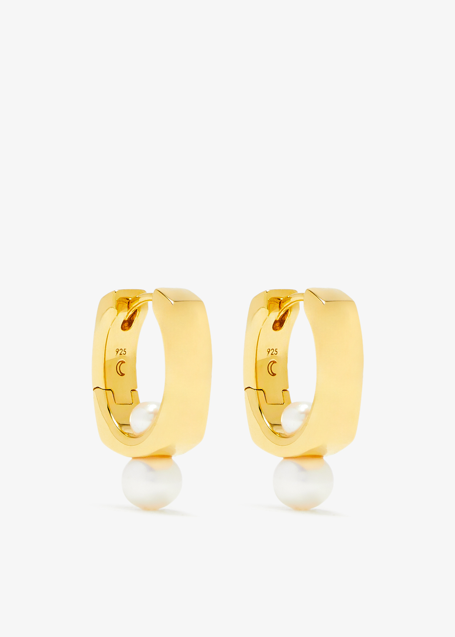 ★MISSOMA★ Pearl Square & Pave Small Hoop Earring Set Missoma Button Pearl Square hoop earrings for Women - Gold