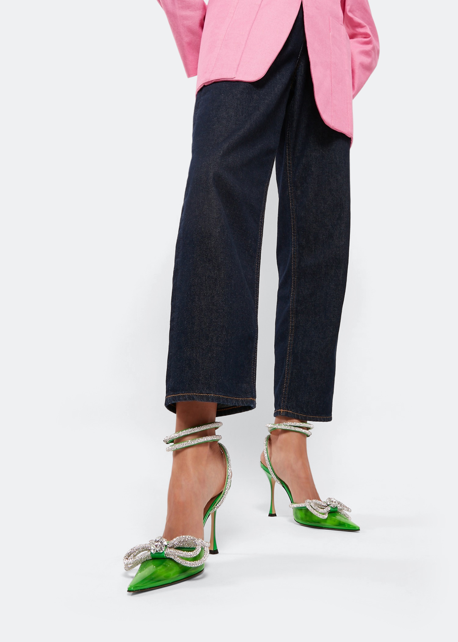 MACH & MACH Double crystal bow pumps for Women - Green in