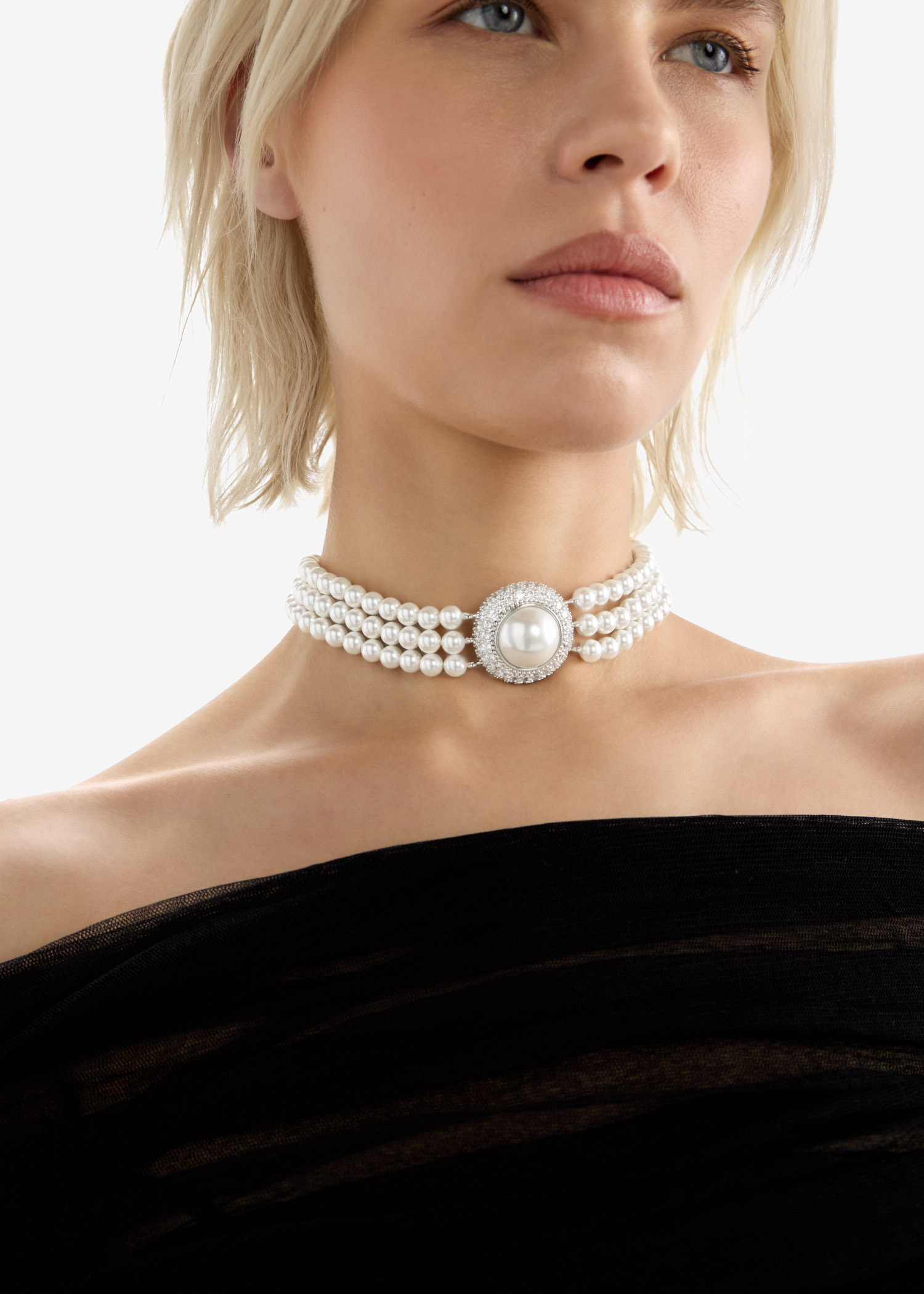 ネックレス・ペンダント SELF PORTRAIT SMALL CRYSTAL PEARL CHOKER (PF25609NP PEARL) Small Crystal Pearl Choker – self-portrait