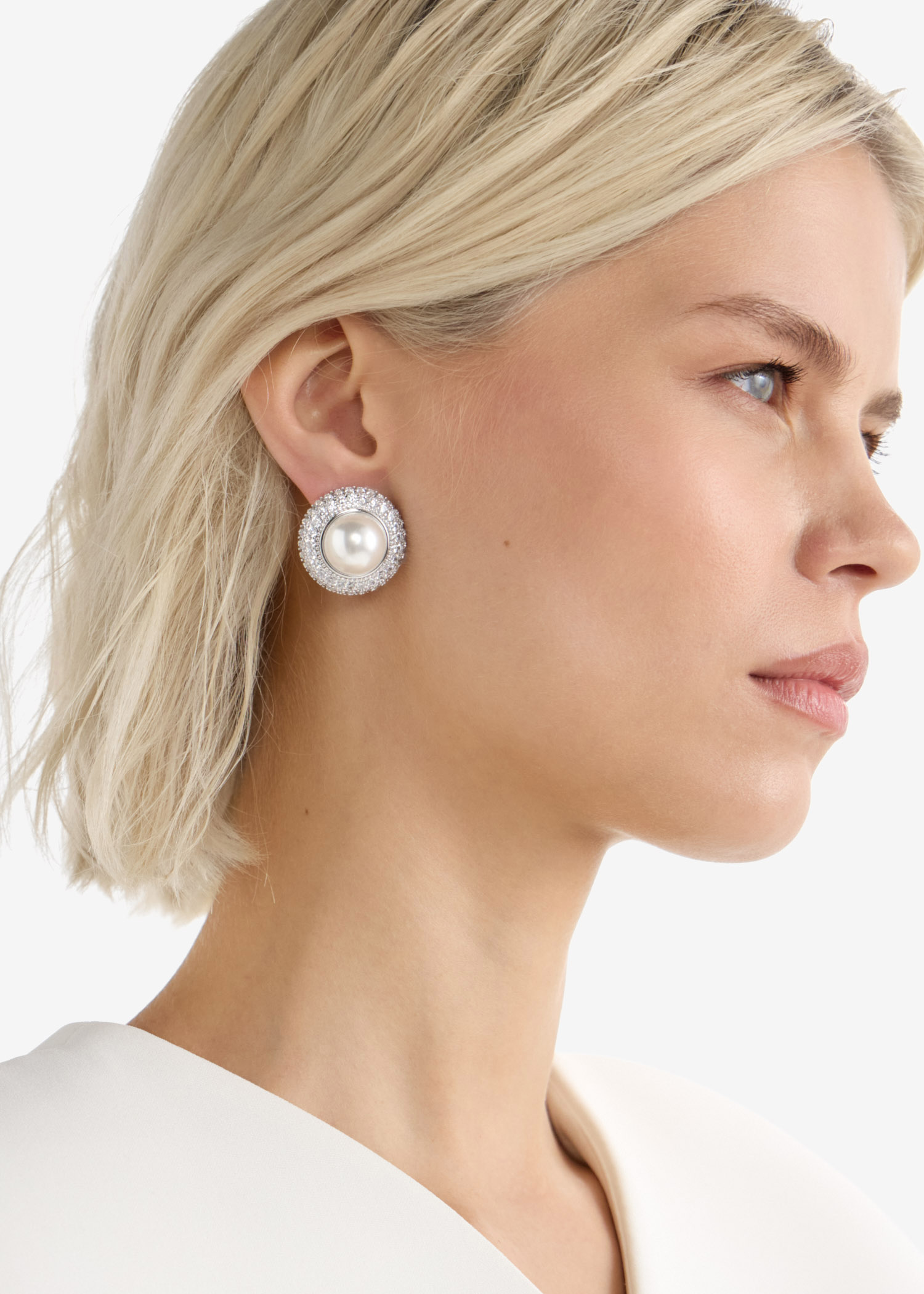 Self-Portrait Small Crystal Pearl earrings for Women