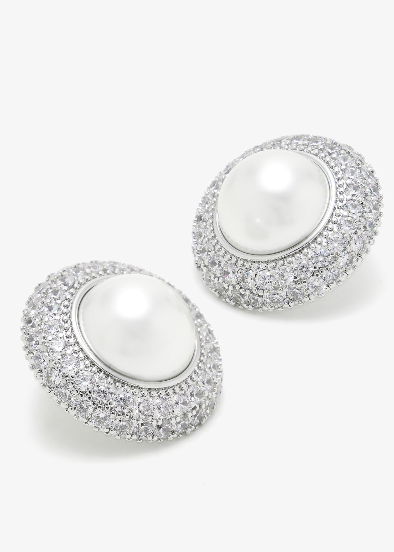 Self-Portrait Small Crystal Pearl earrings for Women