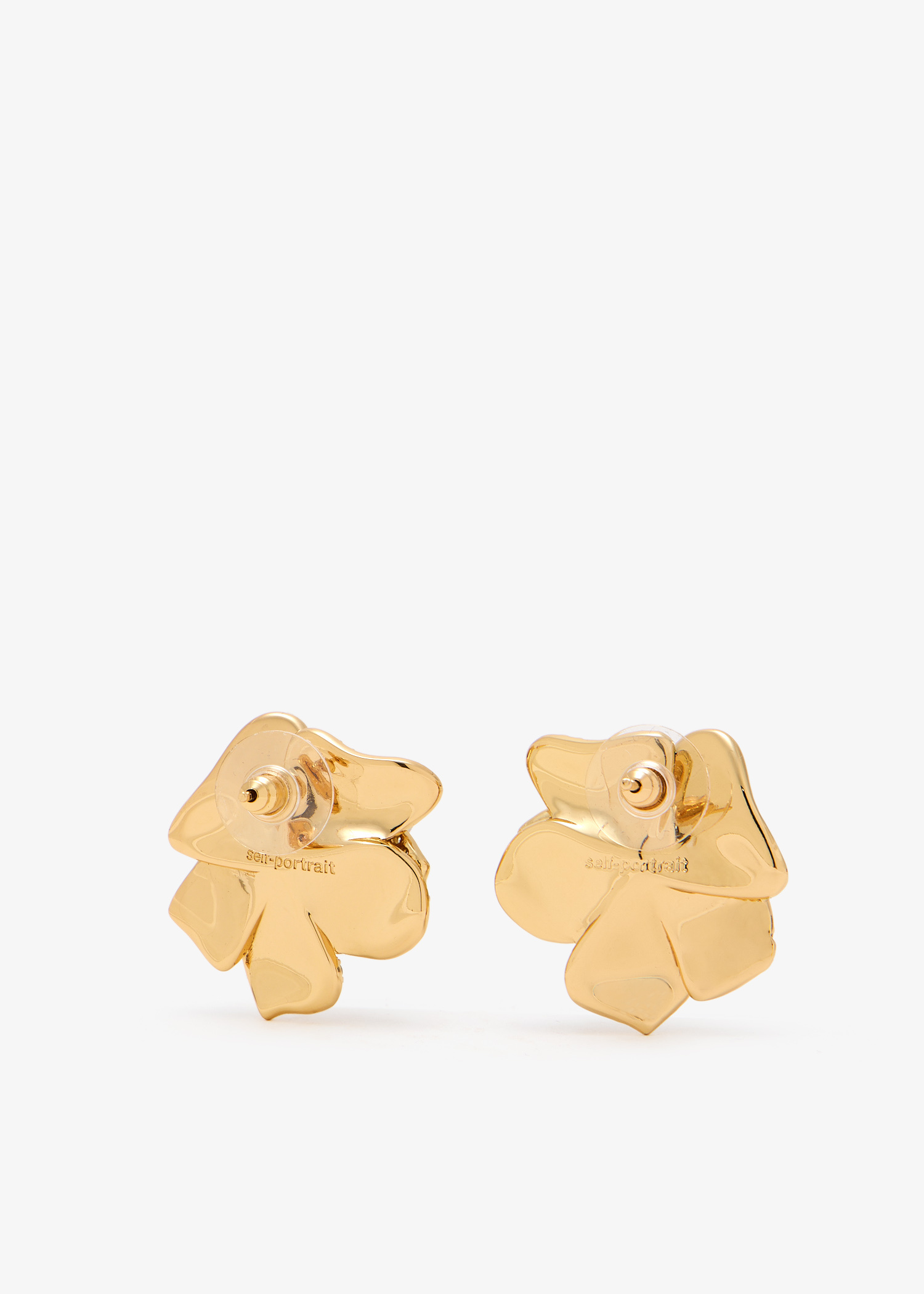 Self-Portrait Crystal Flower earrings for Women - Gold in