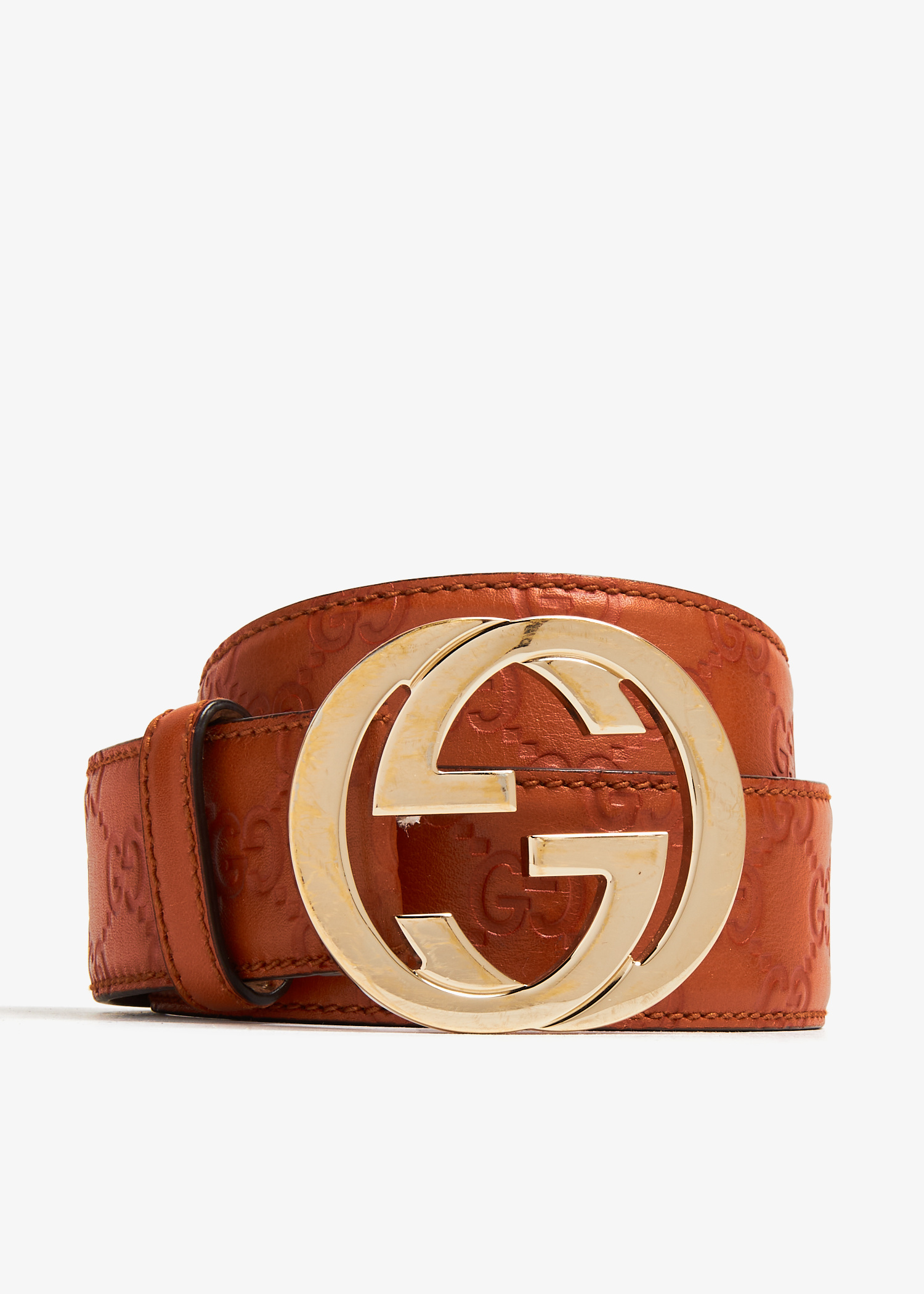 Gucci Interlocking G Belt Orange Leather Size 95 New With Tags Gucci Belt with Interlocking G Buckle in Orange for Men | Lyst main image 2