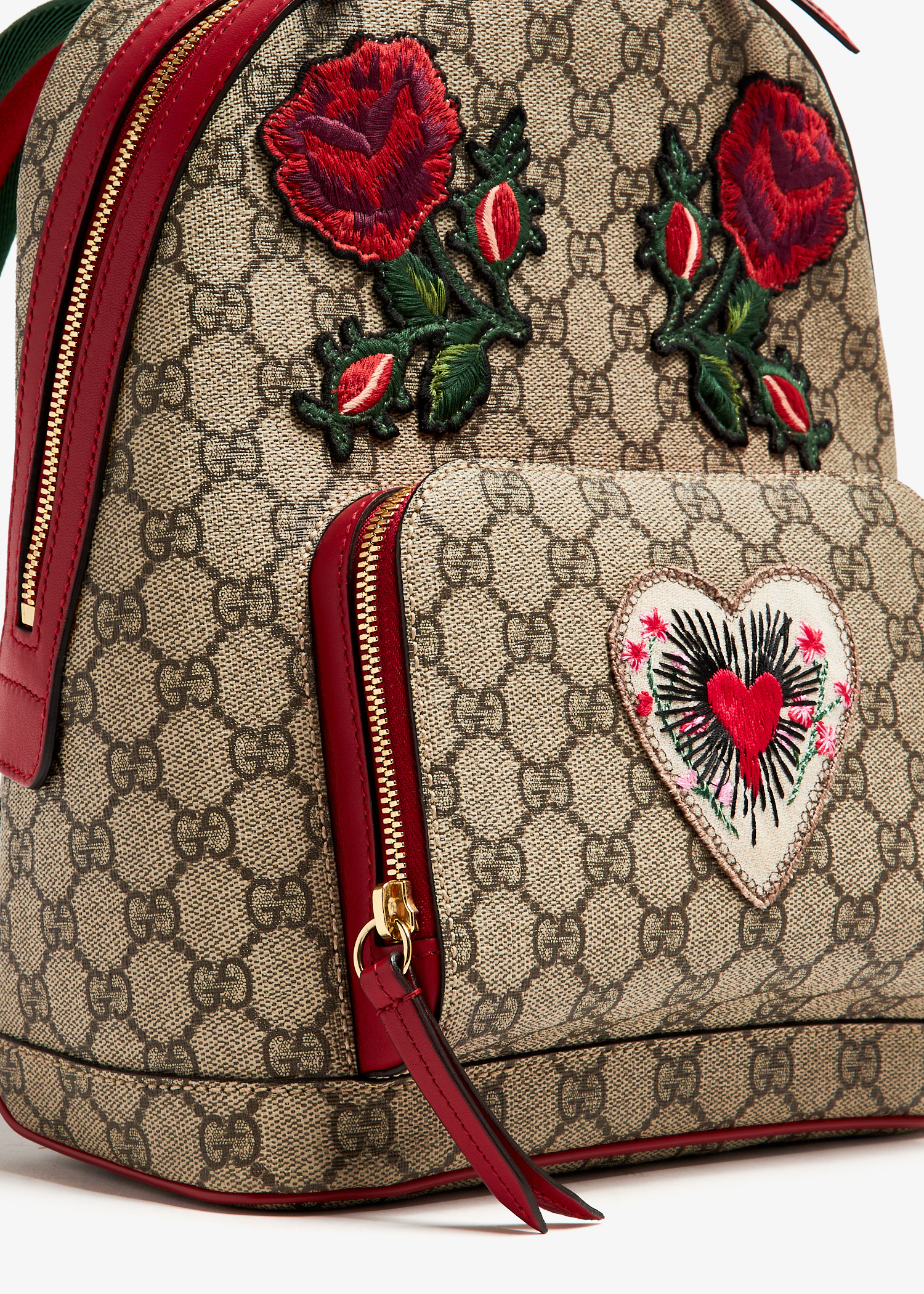 Gucci Pre-Loved Rose and Heart embroidered small backpack 