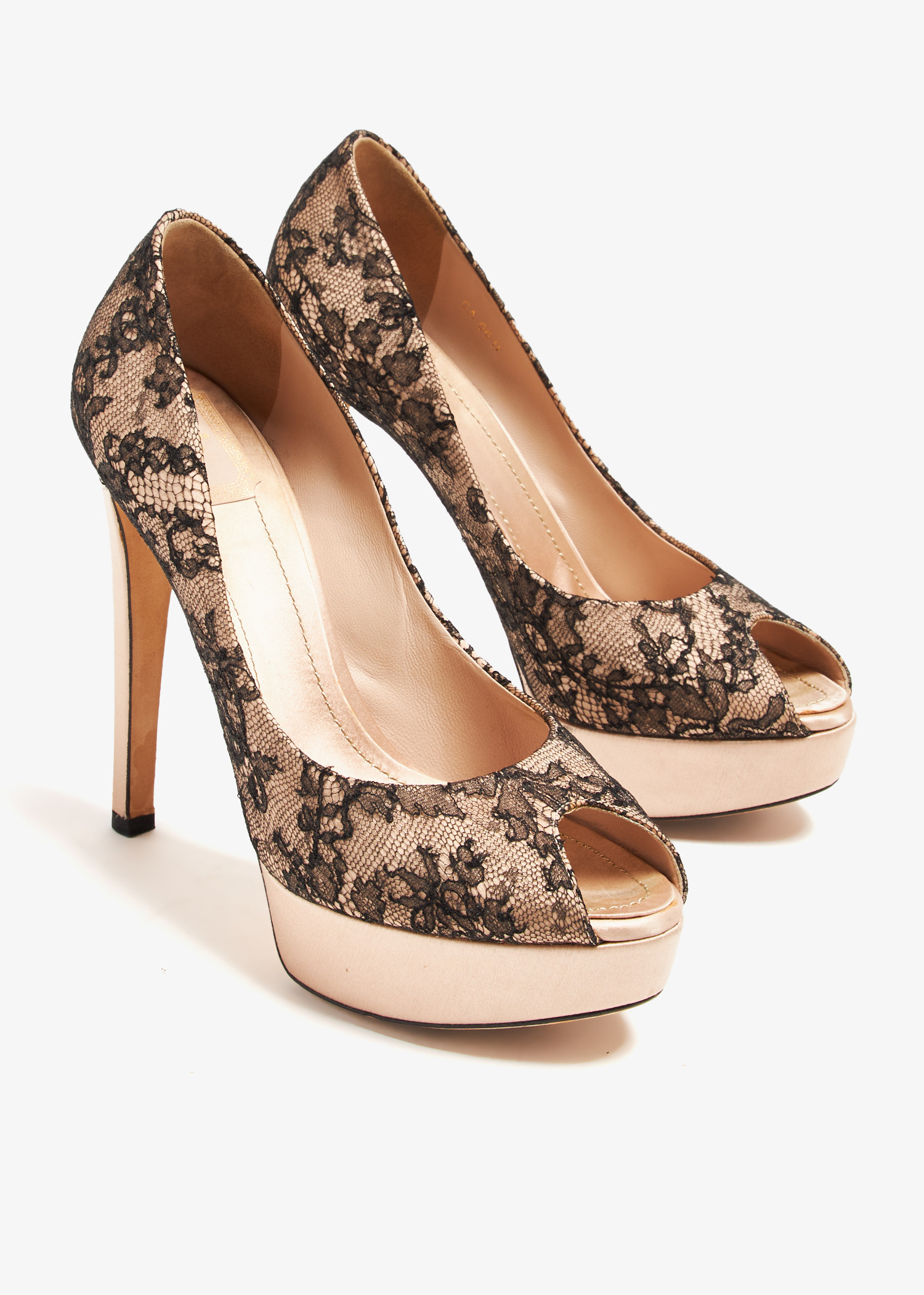 Dior Pre-Loved Lace peep-toe platform pumps for Women