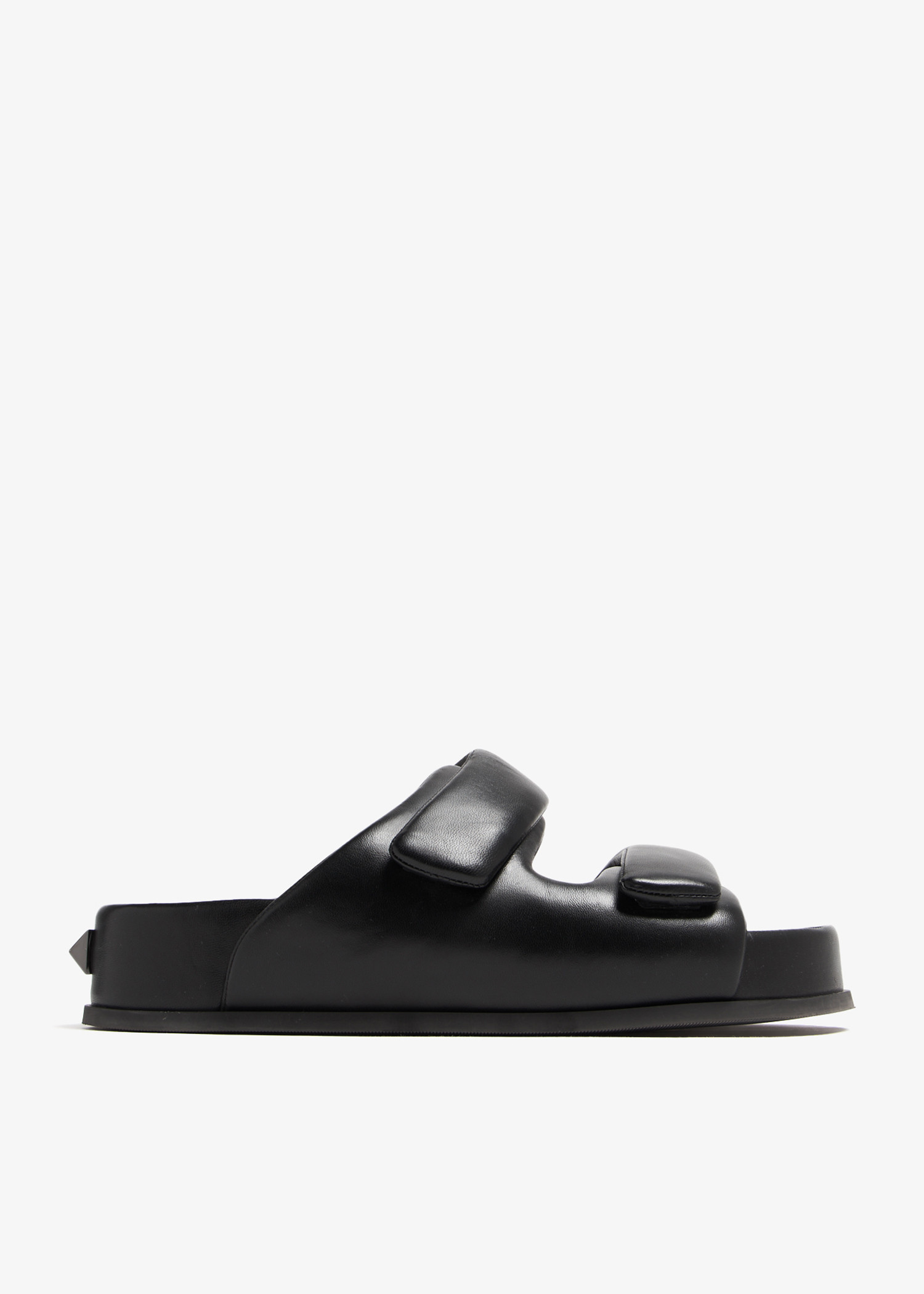 サンダル・ミュール VALENTINO Black leather Quiltie slippers (6W2S0LK0KHU 0NO) VALENTINO GARAVANI Black Leather Quiltie Slippers (VALENTINO