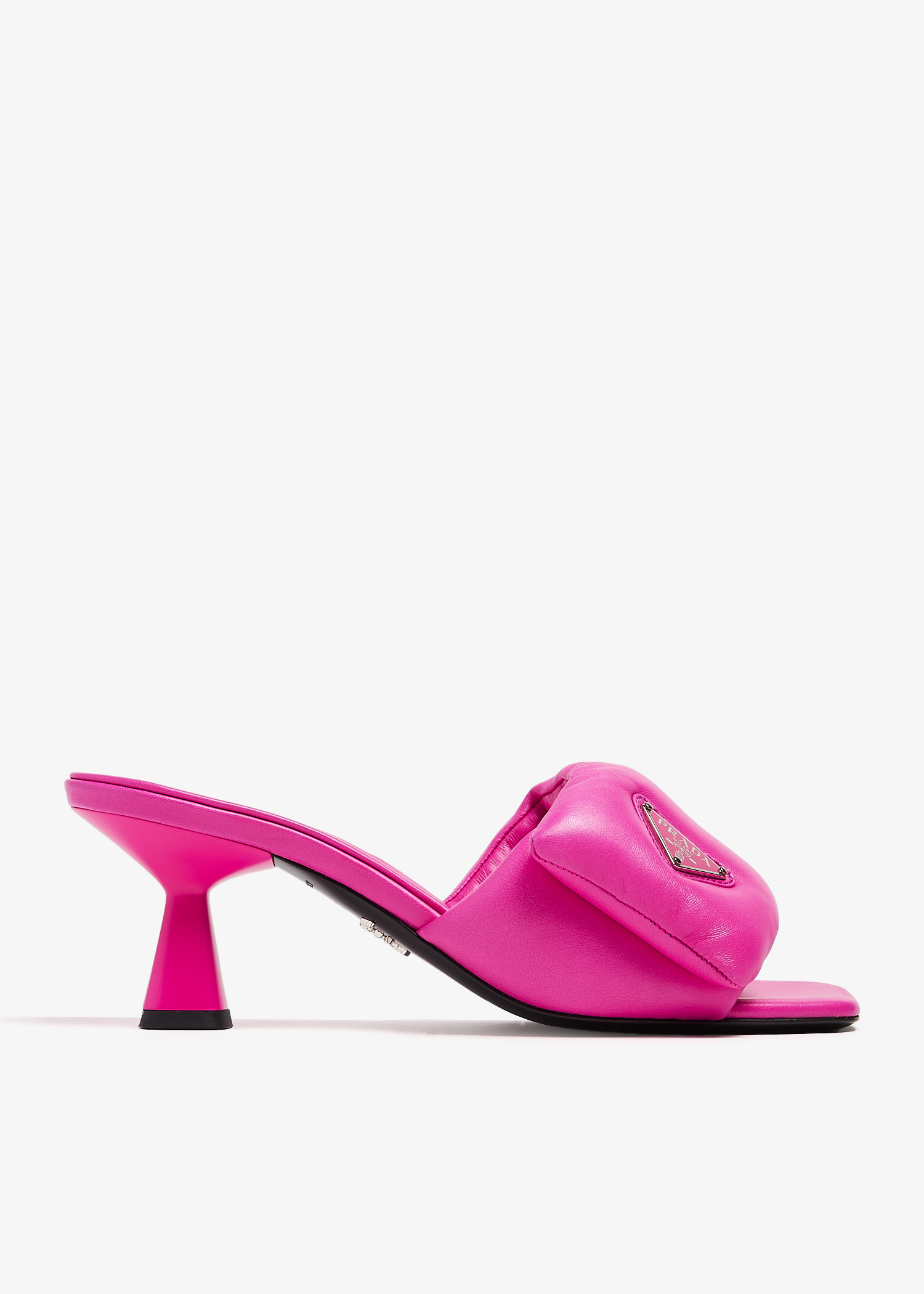 PRADA ピンクベージュ サテンミュール ヒール約11.5cm 美品　最終値下 PRADA ピンクベージュ サテンミュール ヒール約11.5cm 美品 最終