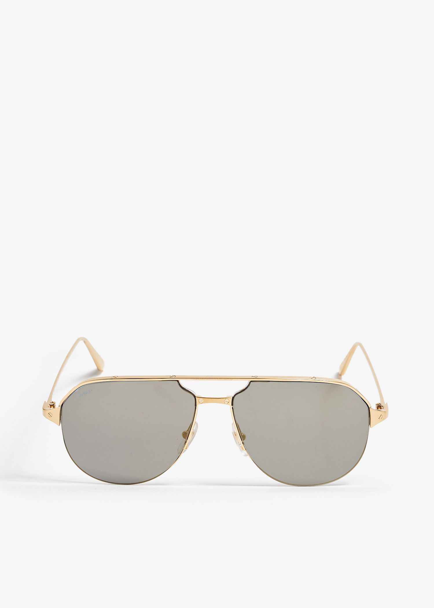 【希少】Cartier Sunglasses Must Santos GOLD Cartier Must Santos 55-20 140 22K Heavy Gold Plated Glasses