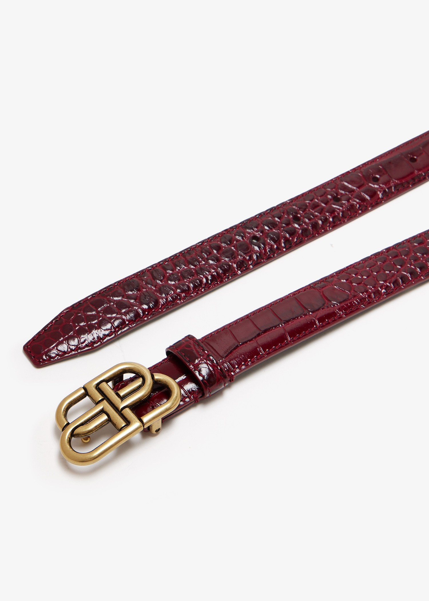 COPY - Balenciaga BB Croco belt Luxury belt - Balenciaga green and black crocodile-embossed  main image 2