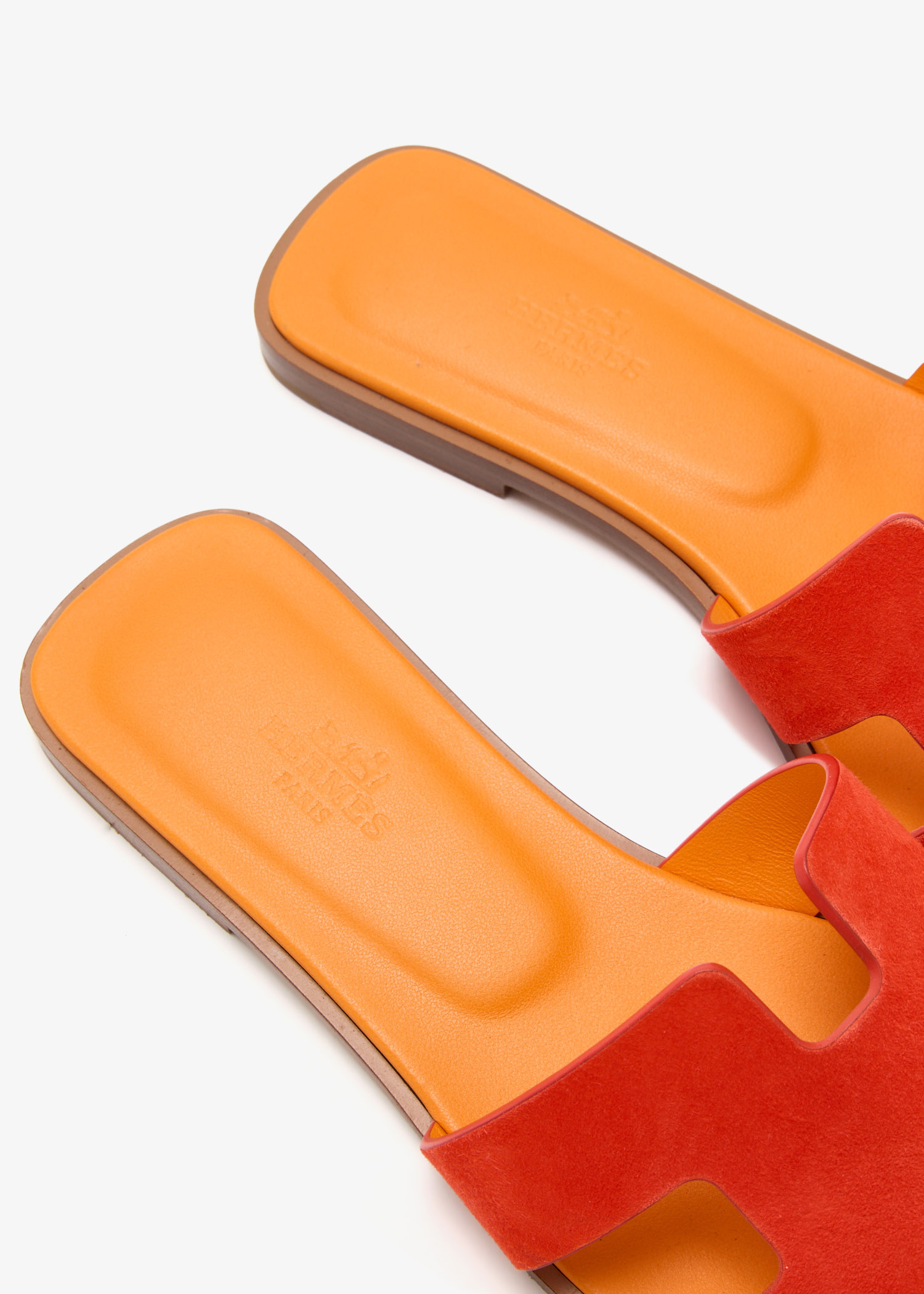靴 Hermes Logo Orange Espadrilles Hermes Logo Orange Espadrilles