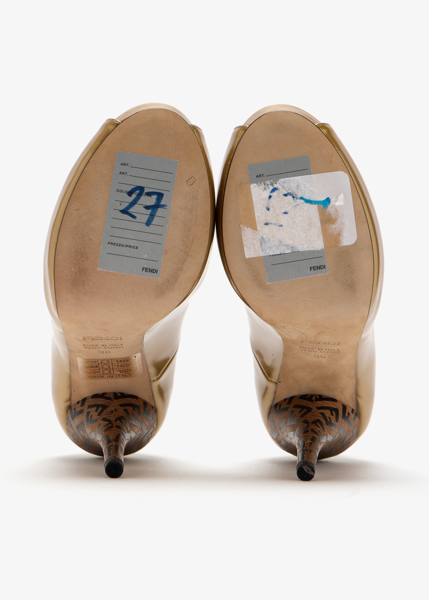 FENDI Pre-Loved Zucca peep-toe pumps for Women - Gold in UAE