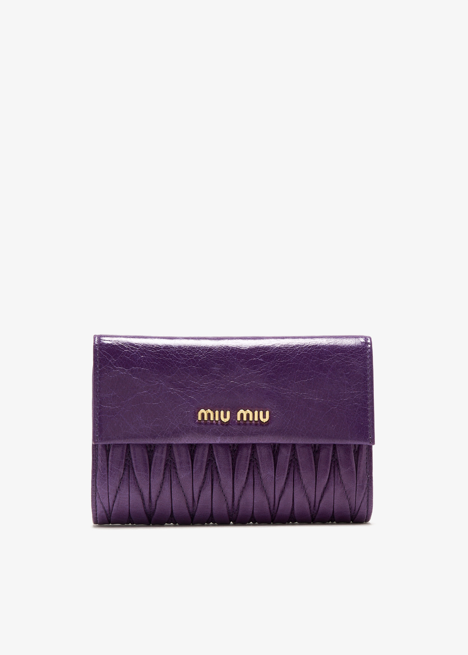 Miu Miu Pre-Loved Matelassé leather wallet for Women - Purple in