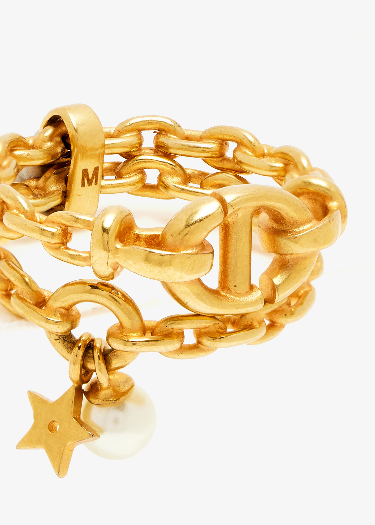【Dior】vip sale pearl double ring【新古品・新品未使用】 Dior Pre-Loved Faux Pearl CD double band ring for Women