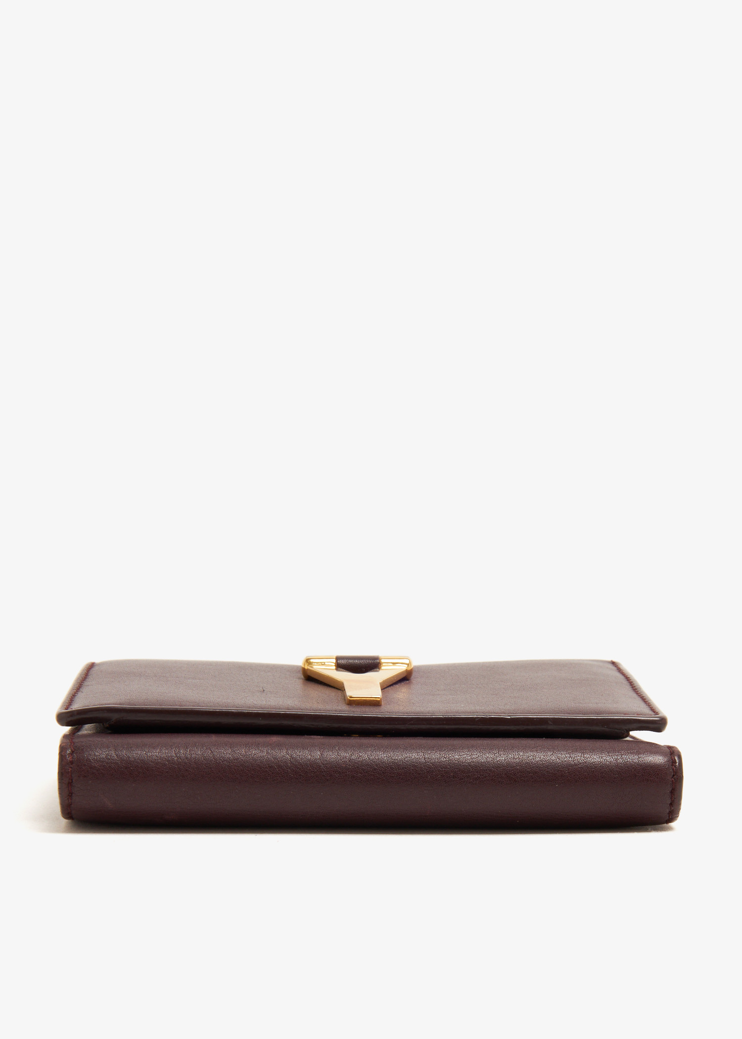 Saint Laurent Pre-Loved Y Line Trifold wallet for Men - Burgundy