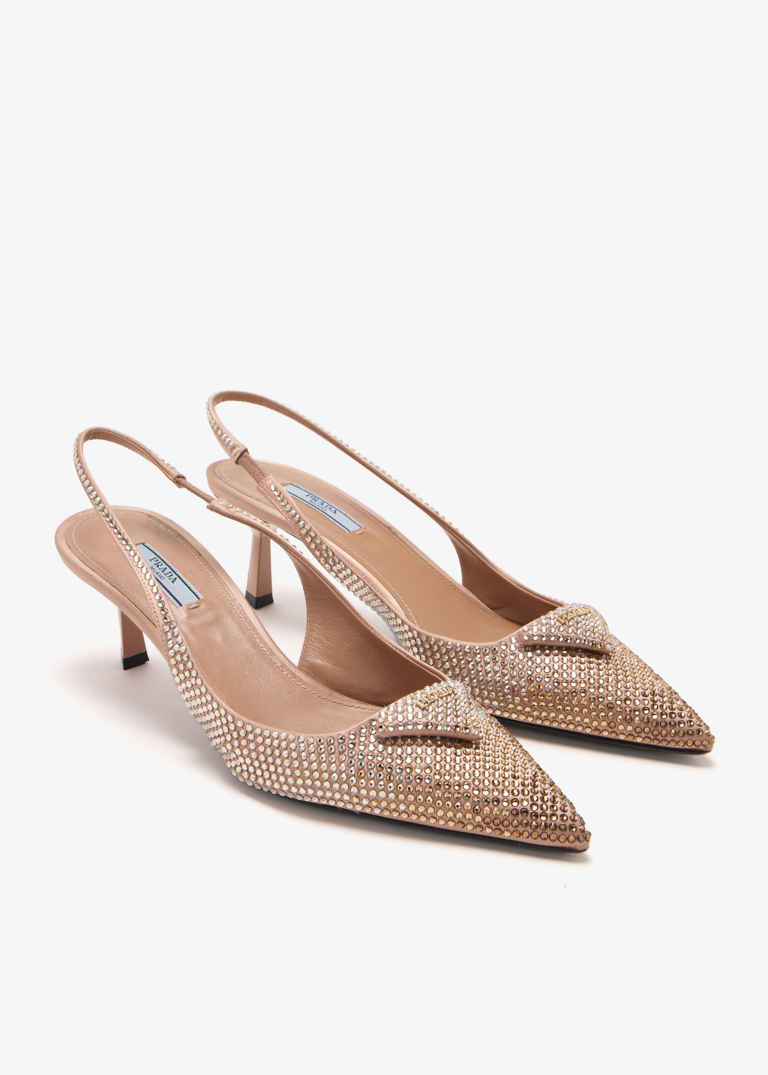 新品✴PRADA サテン ヒール ブラウン サテン パンプス | PRADA