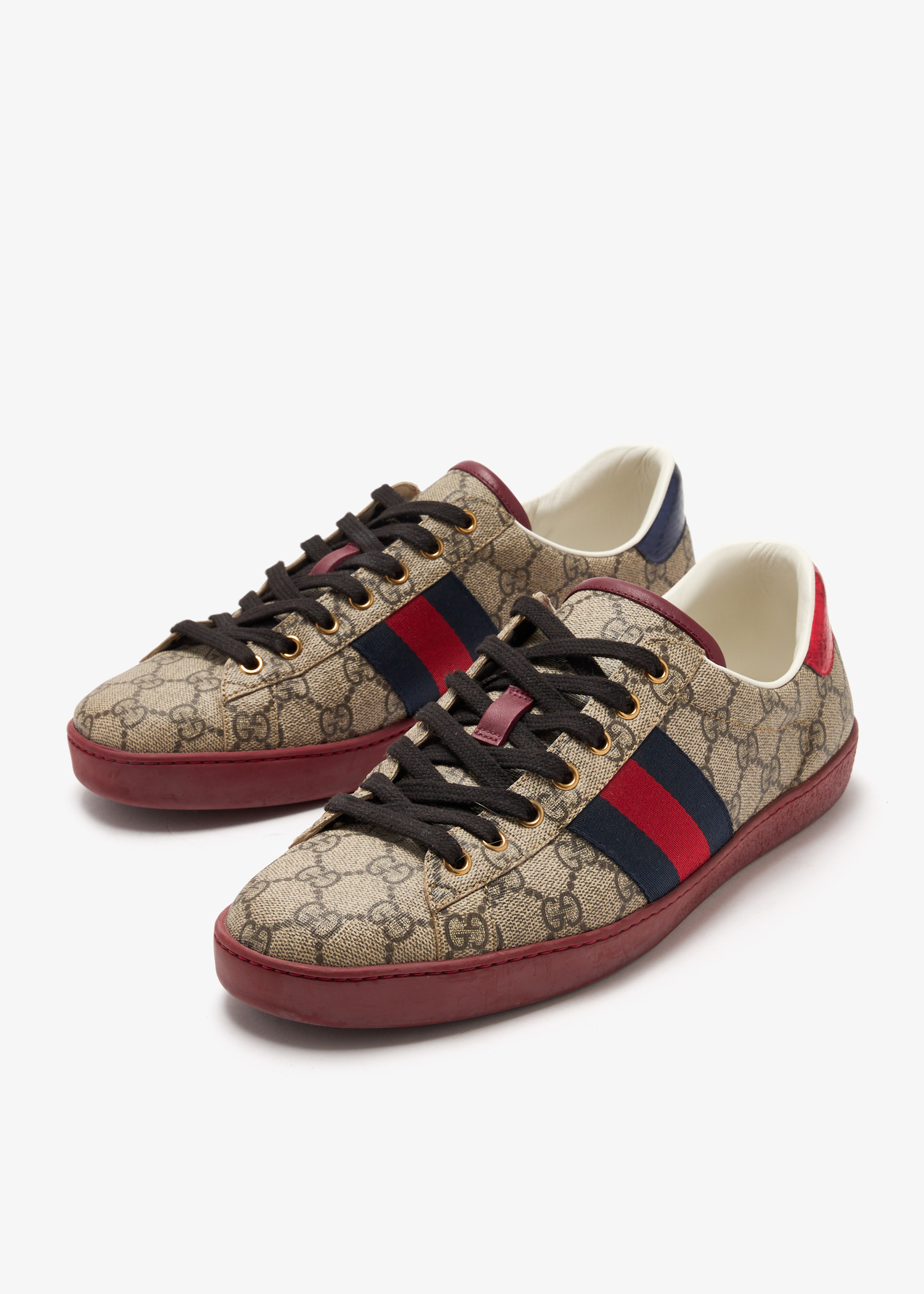 Gucci Pre-Loved GG Supreme Ace sneakers for Men - Beige in
