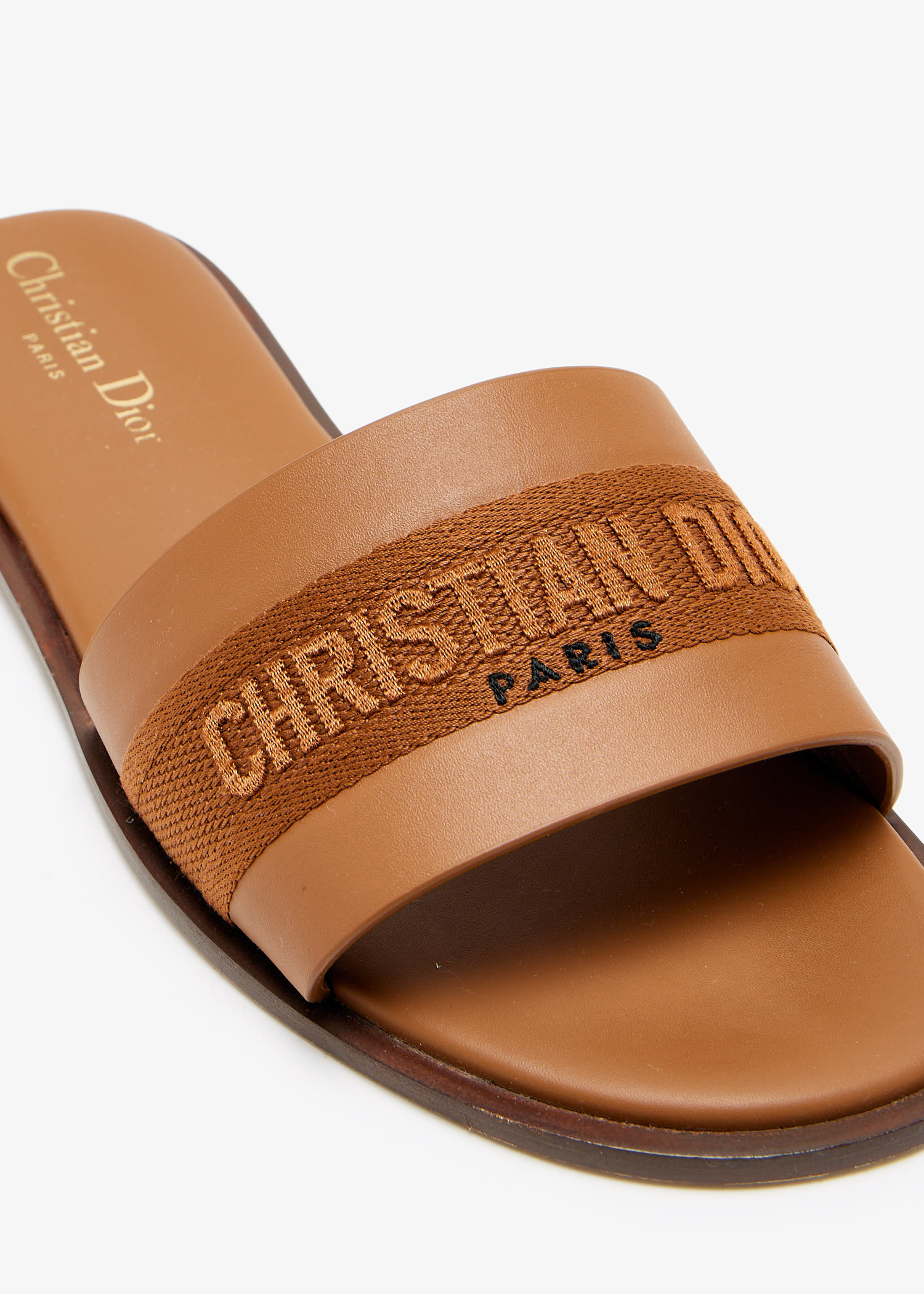 Dior Brown Sandals with Embroidered Accents Buy Luxury Christian Dior Canvas Embroidered Dway Mules  main image 4