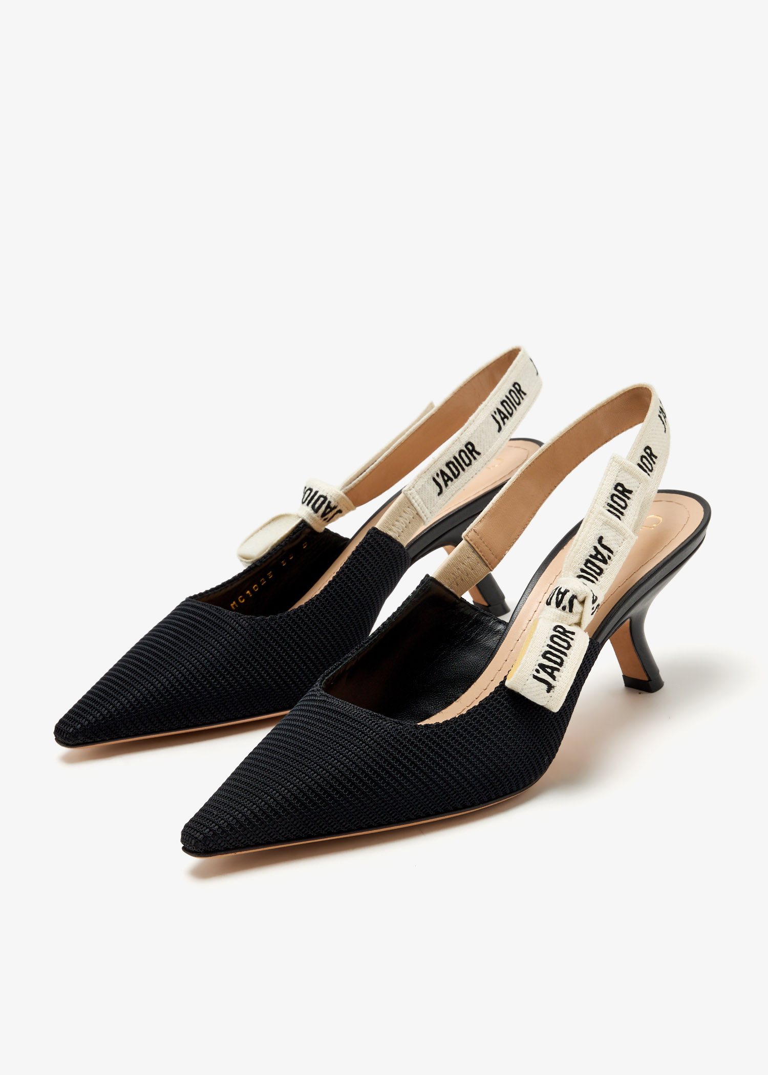 Christian Dior J'ADIOR ハイヒール ブラック　37 1/2 Christian Dior Black Embroidered Fabric J'Adior Kitten Heels