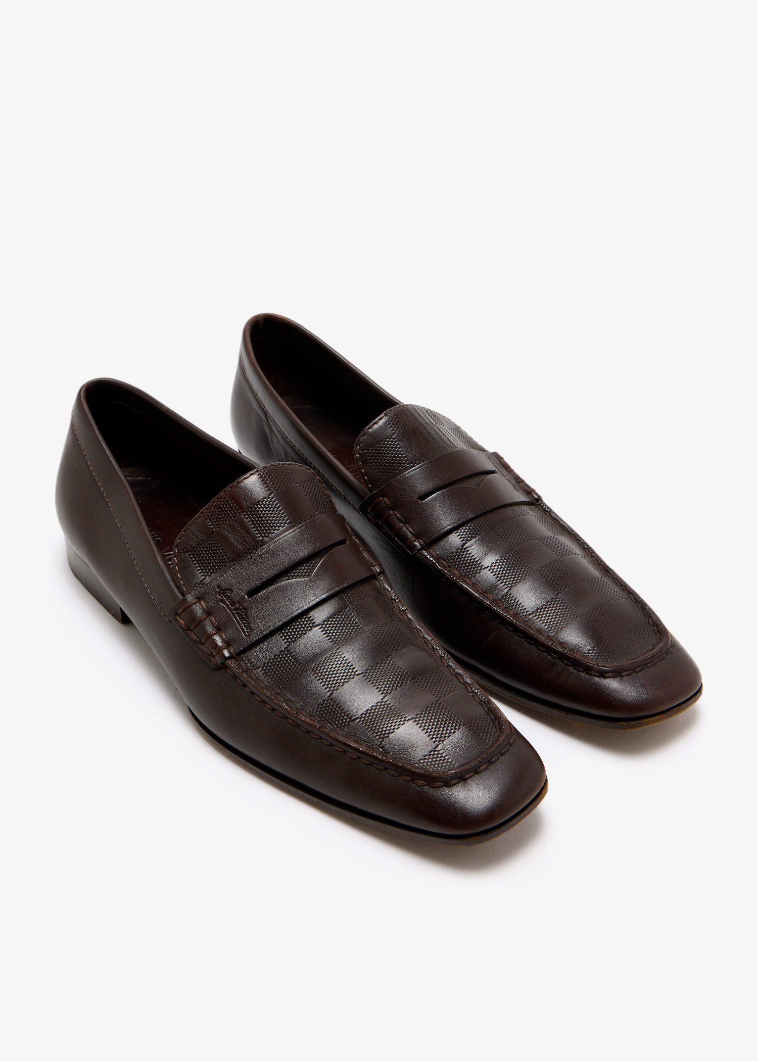 Louis Vuitton Pre-Loved Damier penny loafers for Men - Brown 