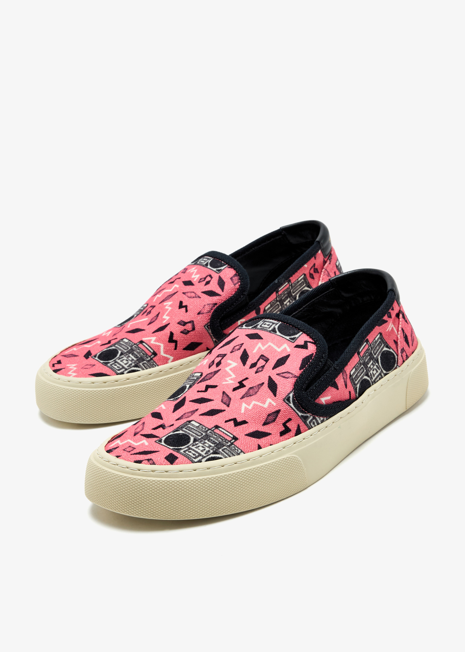 Saint Laurent Pre-Loved Radio-print slip-on sneakers for