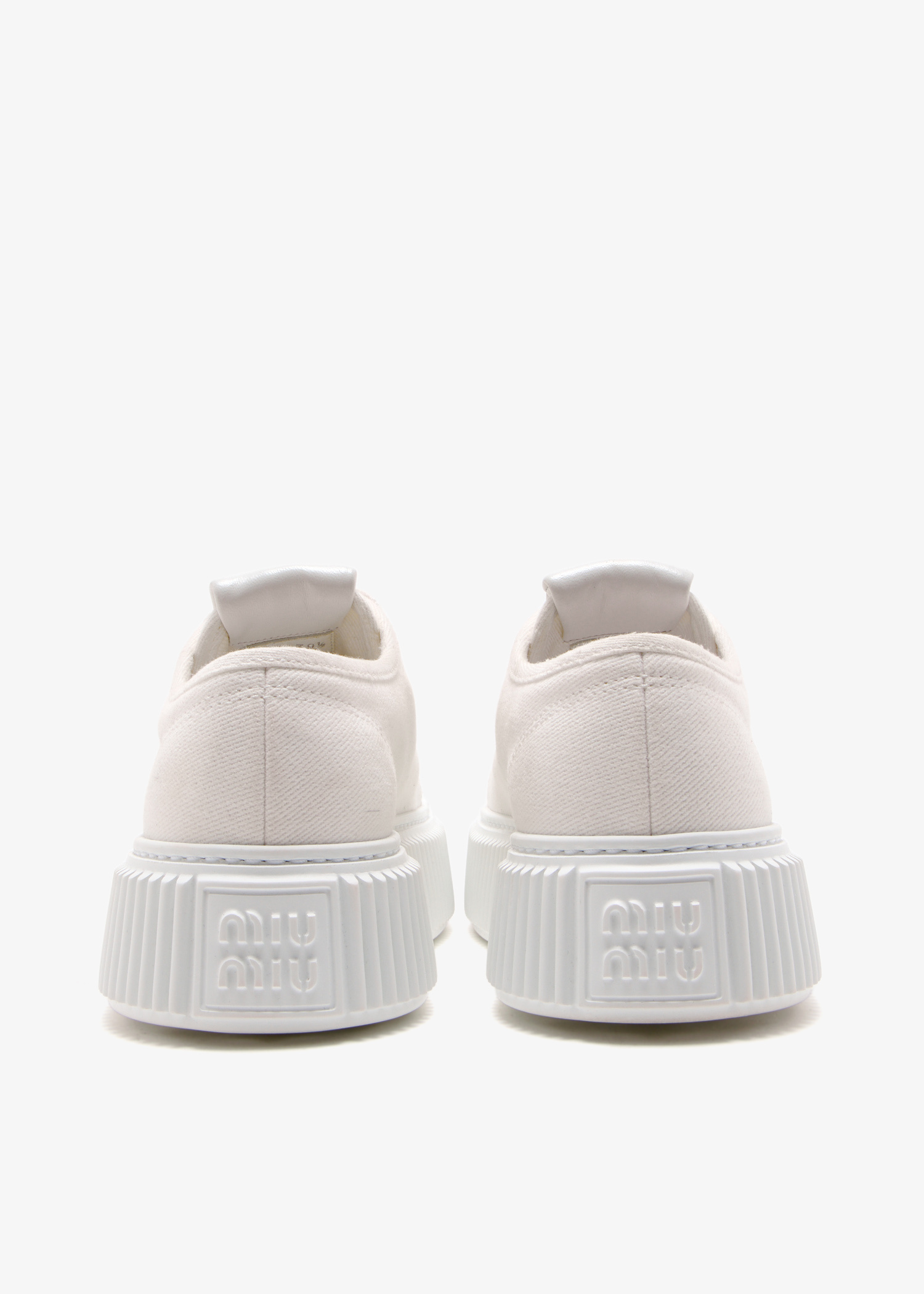 muFoundrymews Canvas Shoes 厚底 itimi Miu Miu Pre-Loved Canvas chunky sneakers for Women - Cream