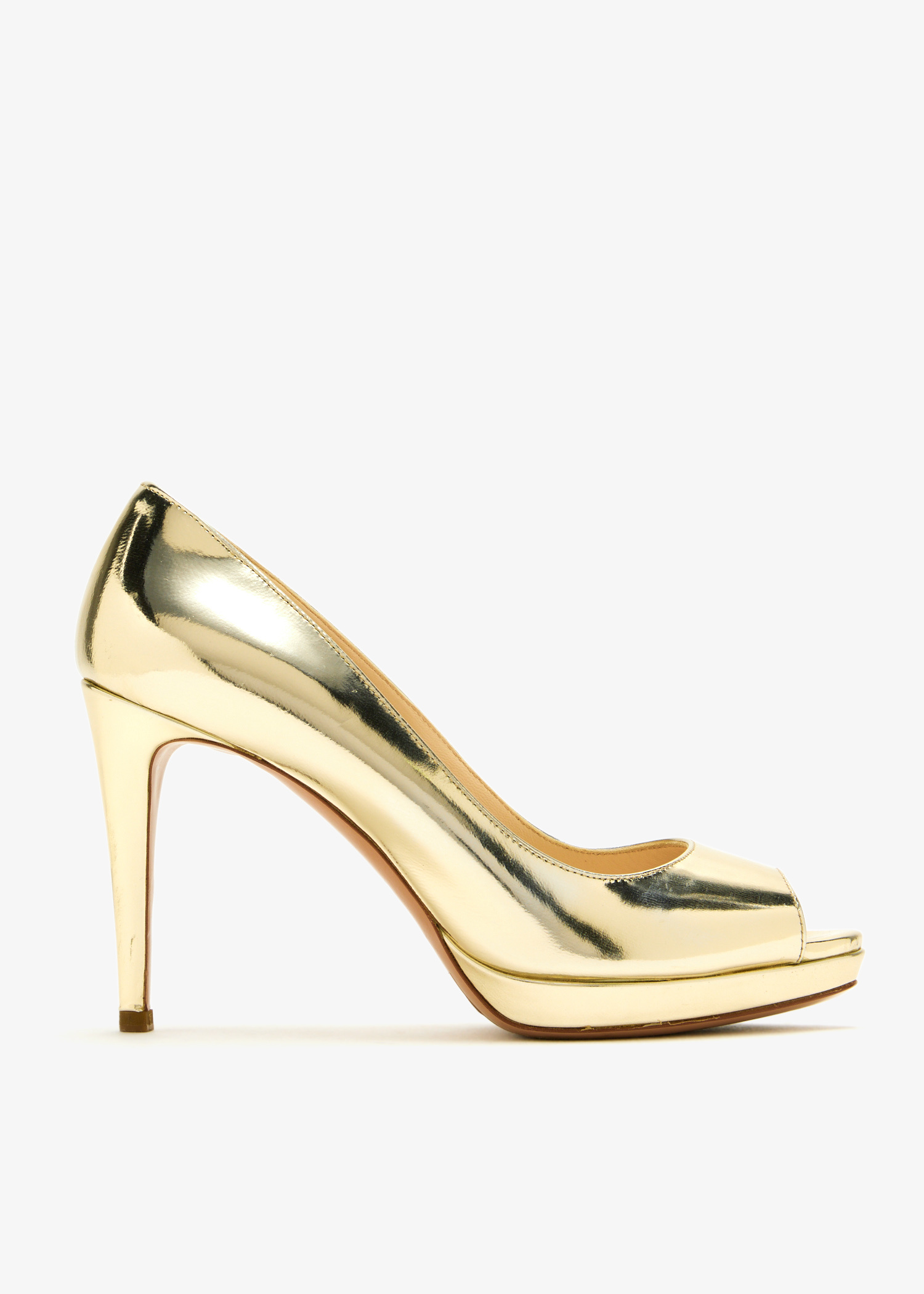 Prada Pre-Loved Peep-toe pumps for Women - Gold in UAE