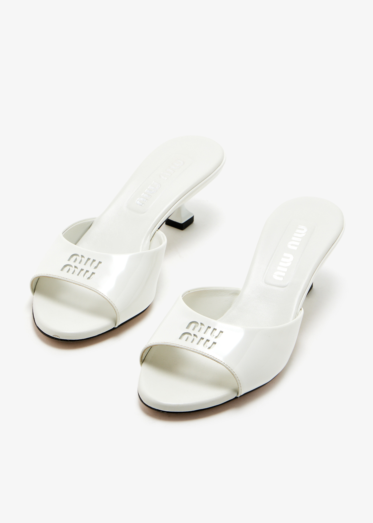 Miu Miu Pre-Loved Logo mules for Women - White in UAE