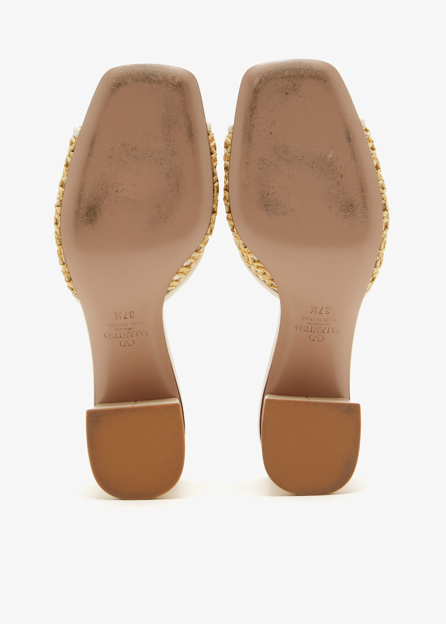 Valentino Garavani Pre-Loved VLogo Raffia mules for Women - White