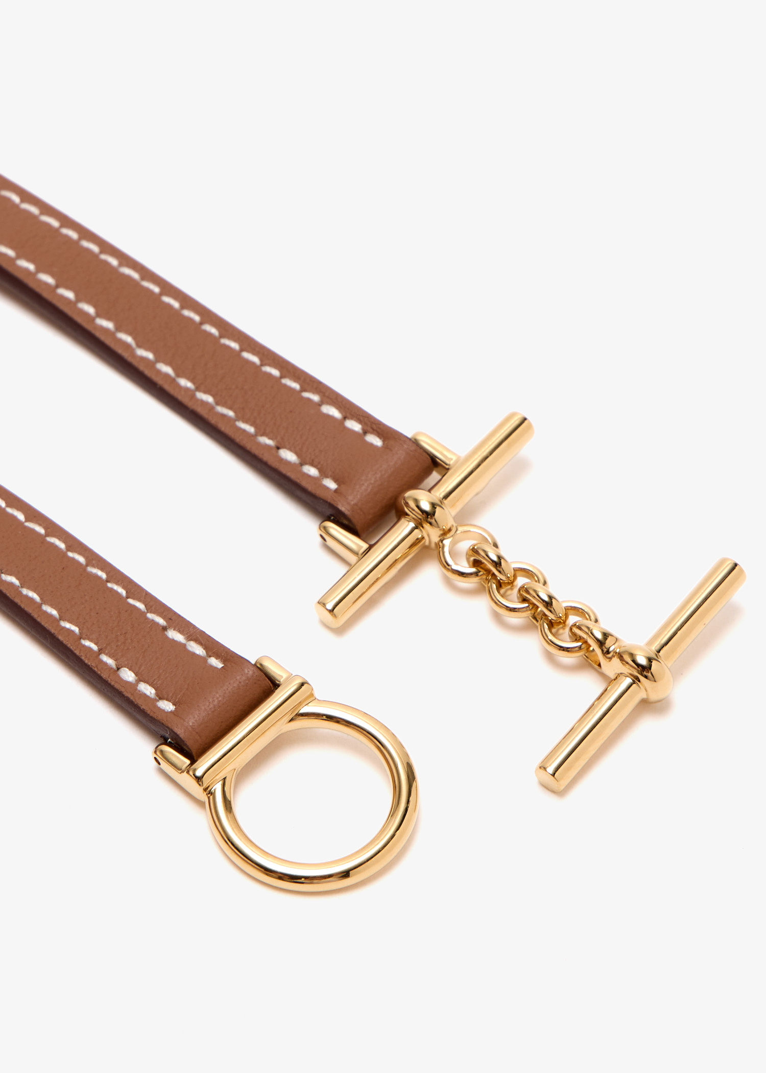 【HERMES】レザー&ステッチ☆ カレリング Double D Sellier Hermès Pre-Loved Coisiere Double Tour bracelet for Women