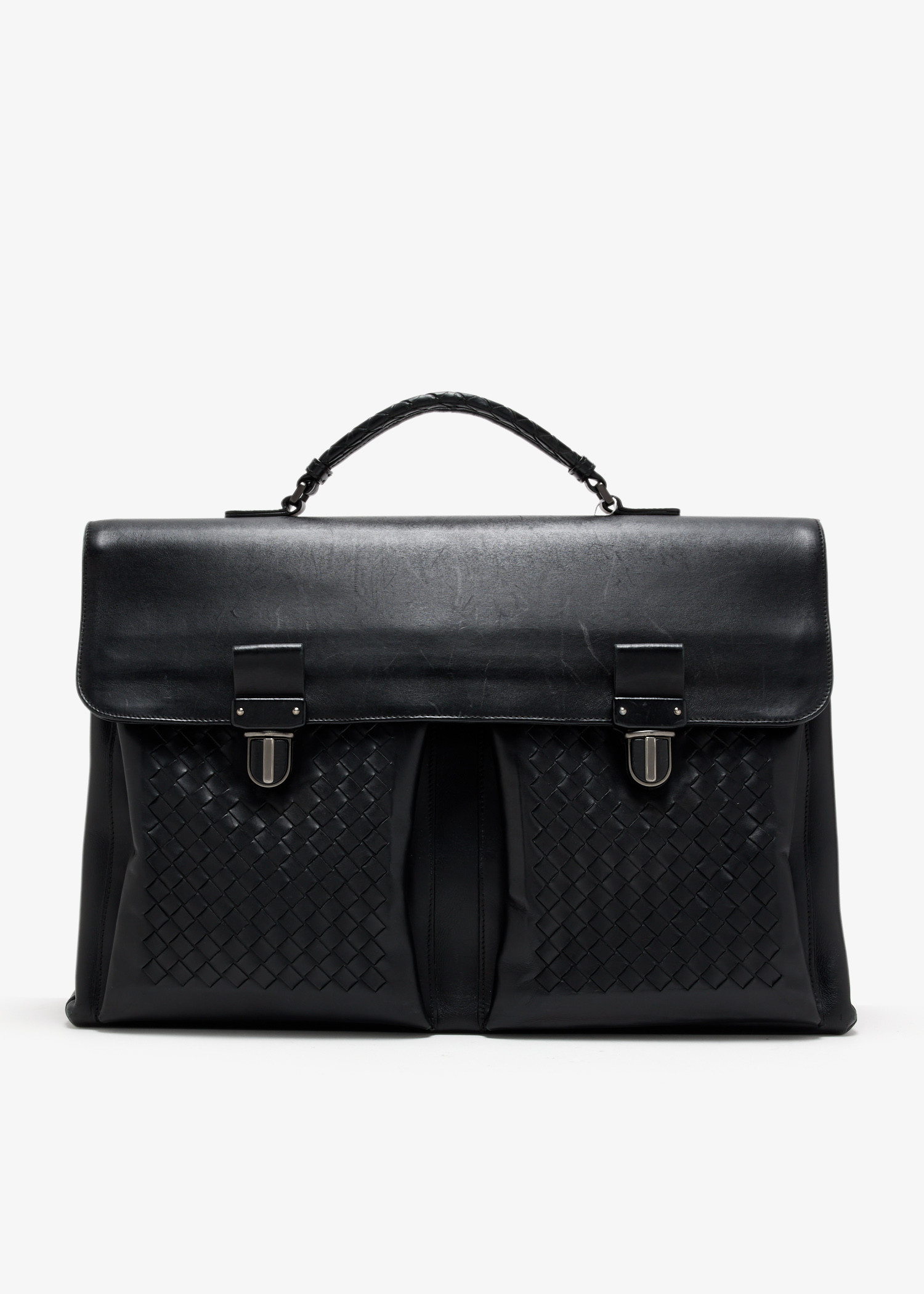●バッグインバッグ● BOTTEGA・INTRECCIATO BRIEFCASE 専用 Bottega Veneta Black Intrecciato Perforated Envelope