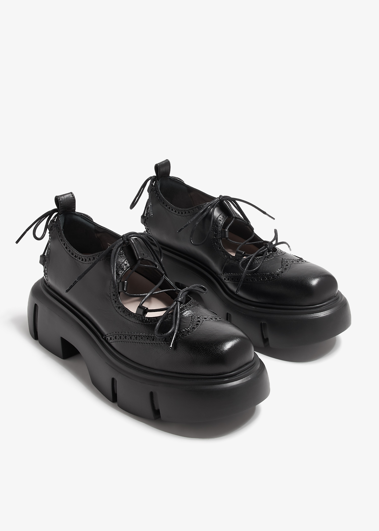 【Simone Rocha】ブラック Ghillie プラットフォーム ブローグ Black Platform Ghillie Brogues by Simone Rocha on Sale