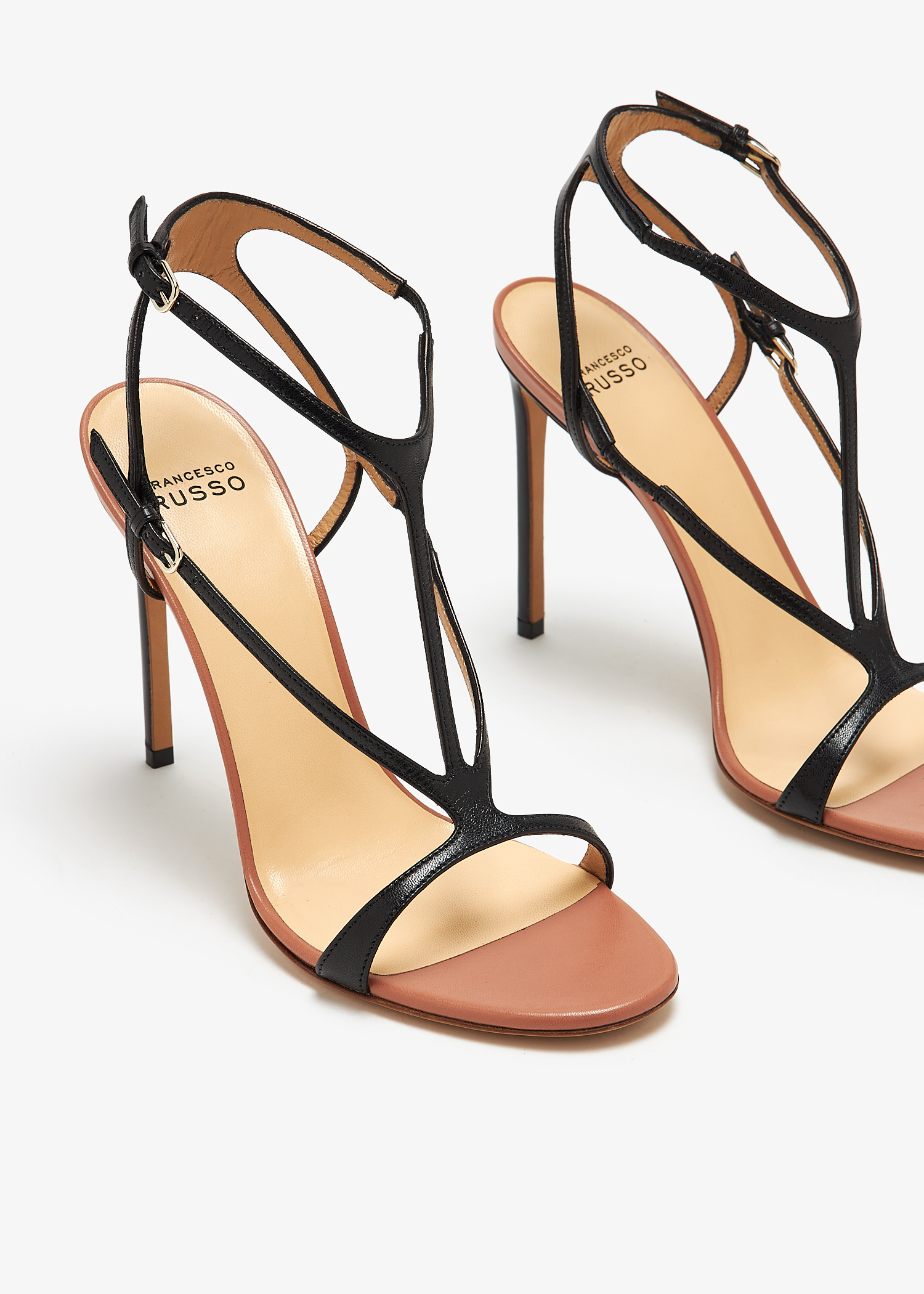 シューズ・サンダルその他 FRANCESCO RUSSO Woman Heeled sandals Black R1S995N200 300 Francesco Russo – T-Strap Sandal – Black | Carla Saint-Barth